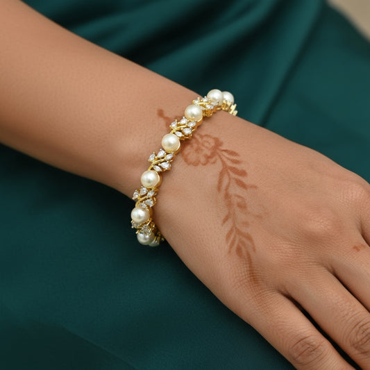 439536 Cz Openable Kada With Rhodium 2 Tone Plating