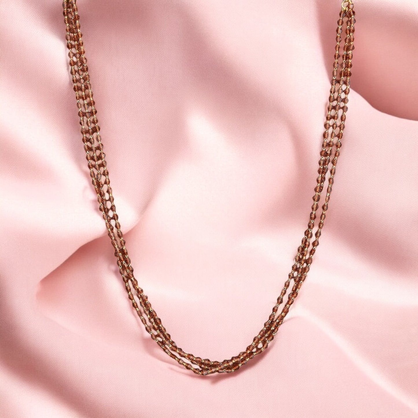 428638 Cz 3 Line Necklace With Gold Plating