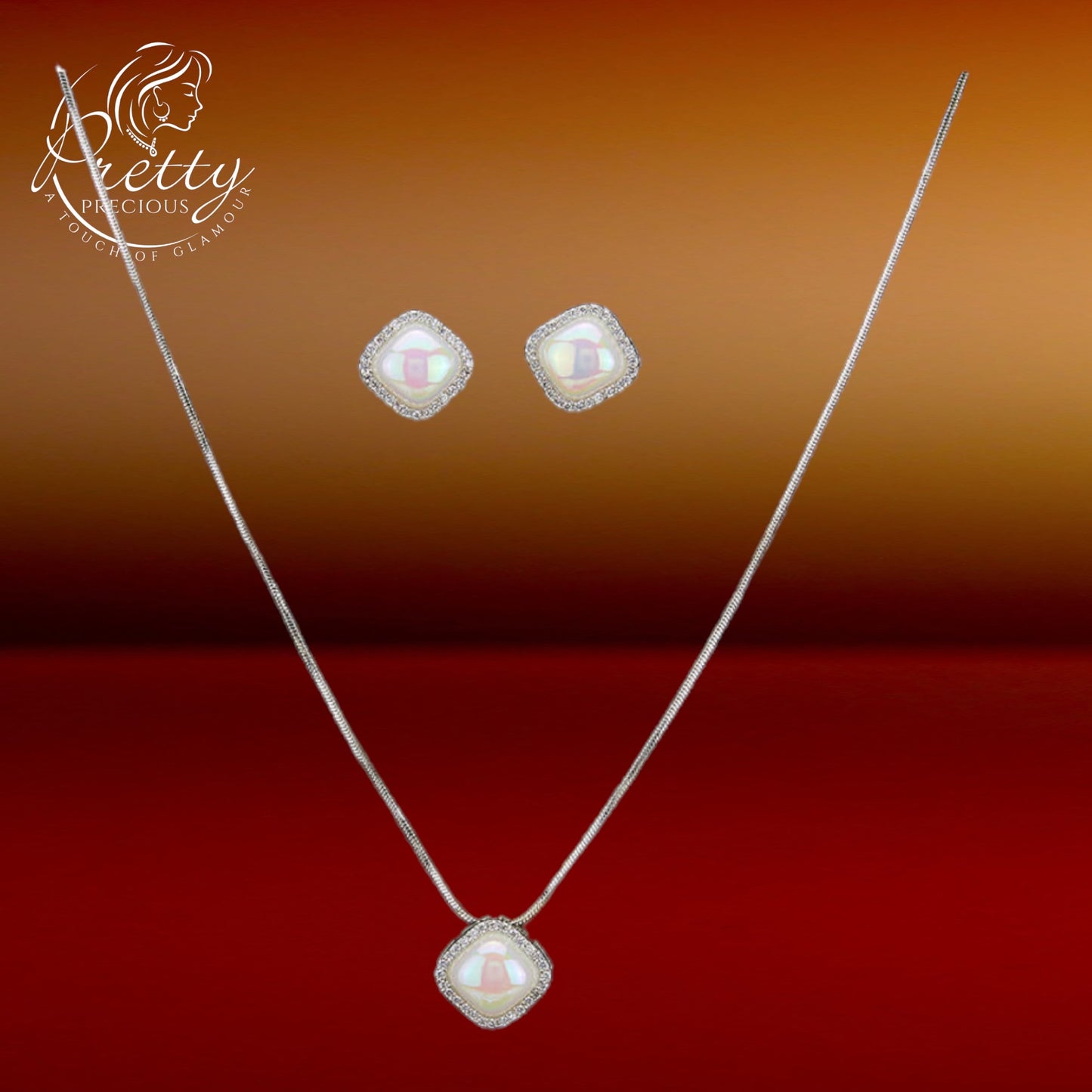 427264 American Diamond Delicate Pendant Set