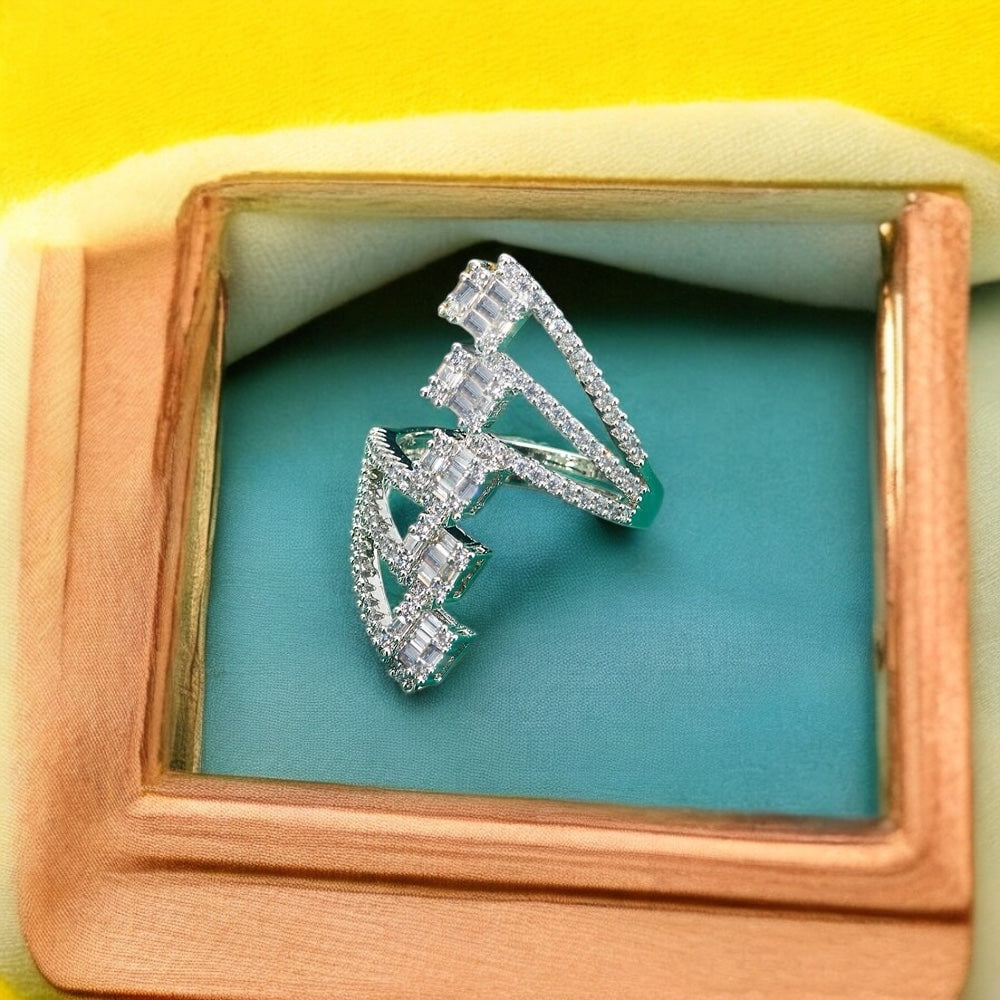 436488 Cz Adjustable Ring Silver