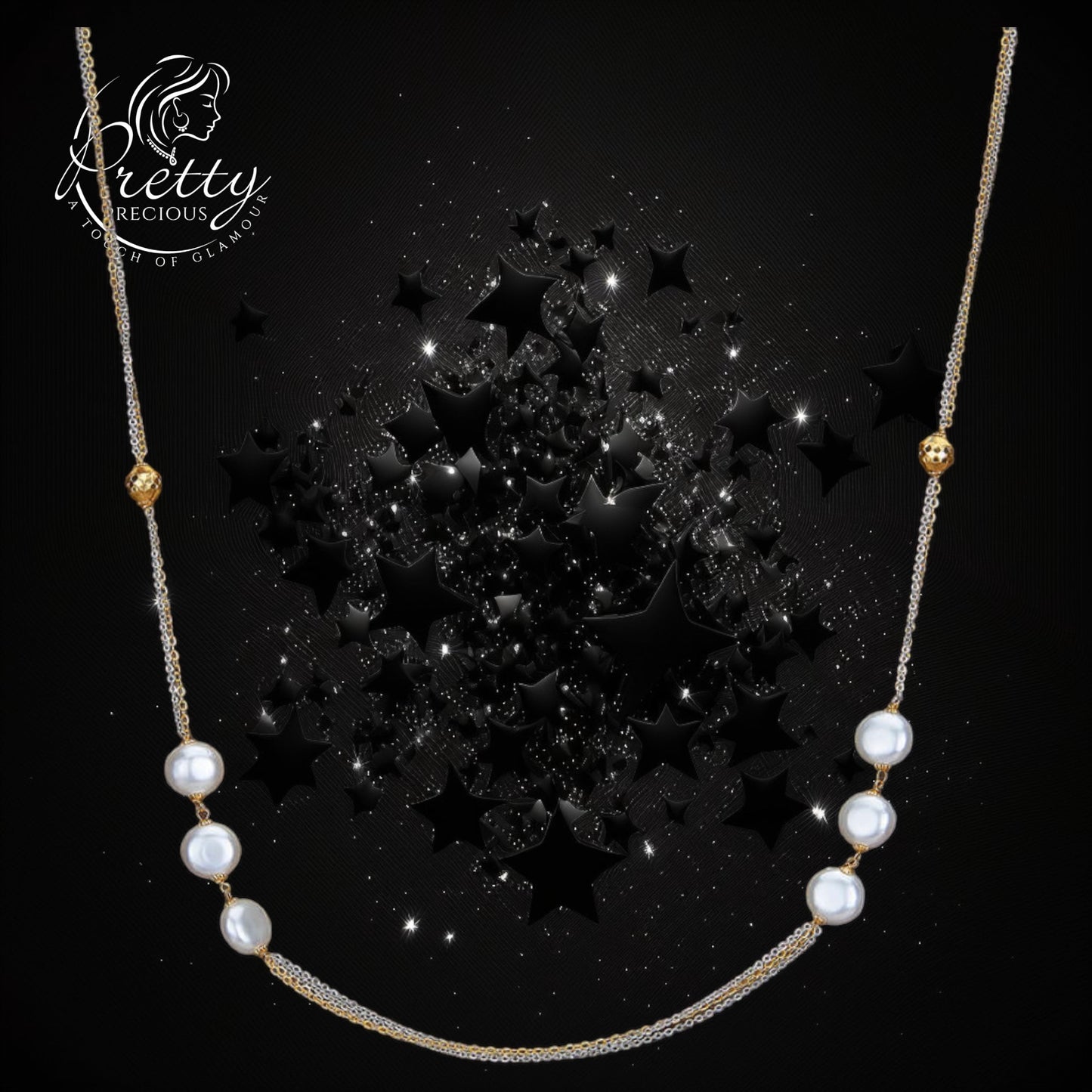 427563 Cubic Zirconia Mala Necklace With 2 Tone Plating