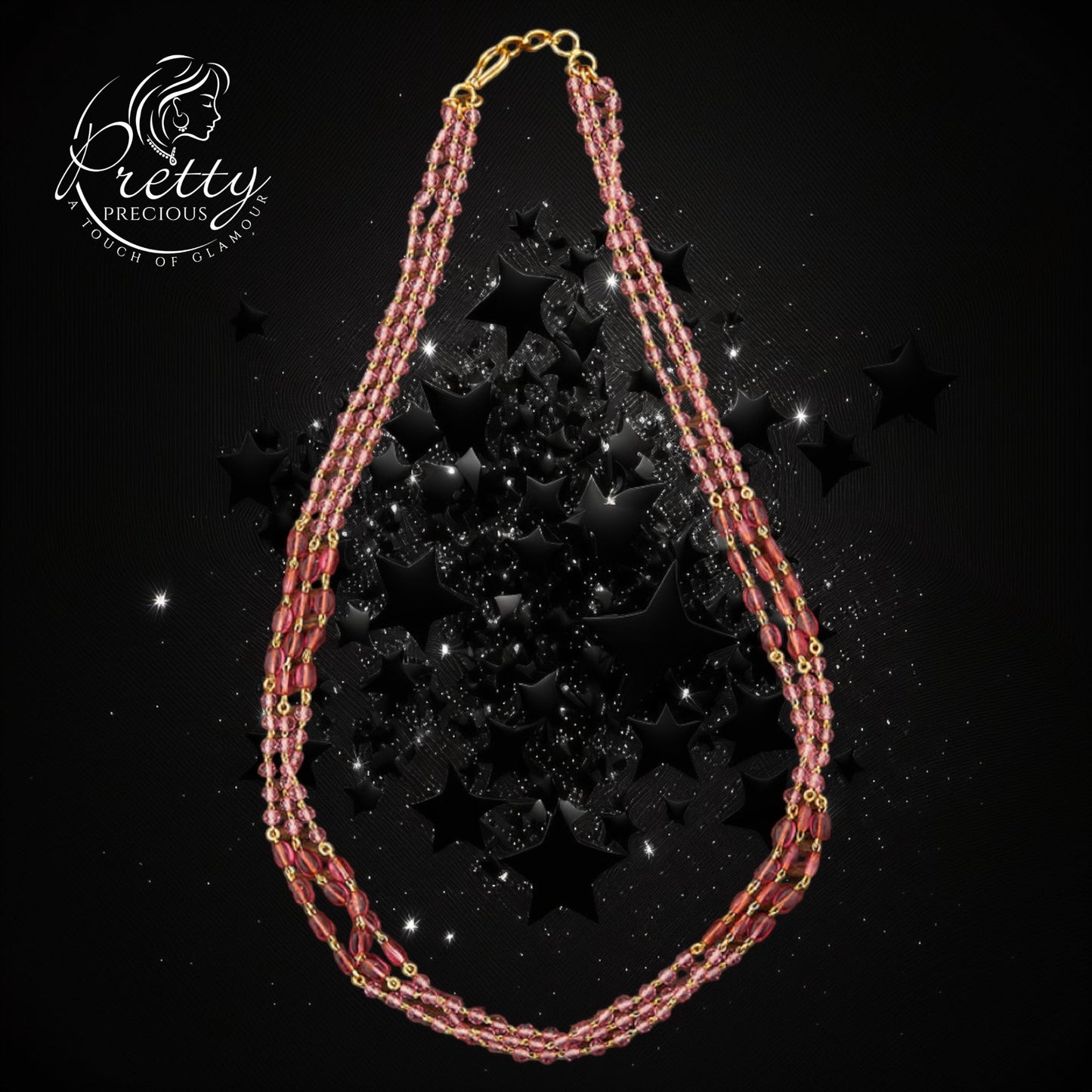 424252 Cubic Zirconia 3 Line Necklace With Gold Plating