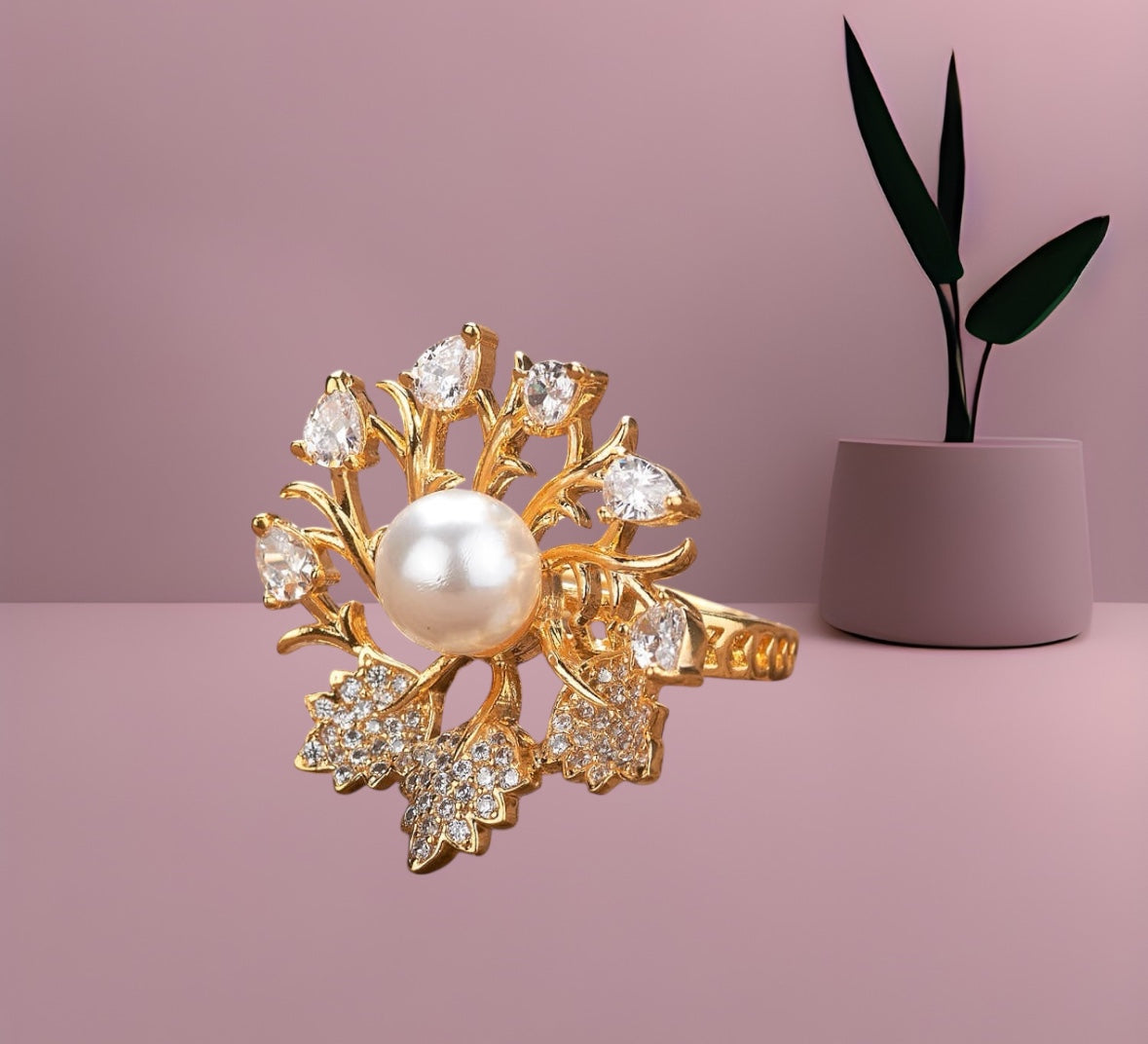 431811 Cz Adjustable Ring Golden