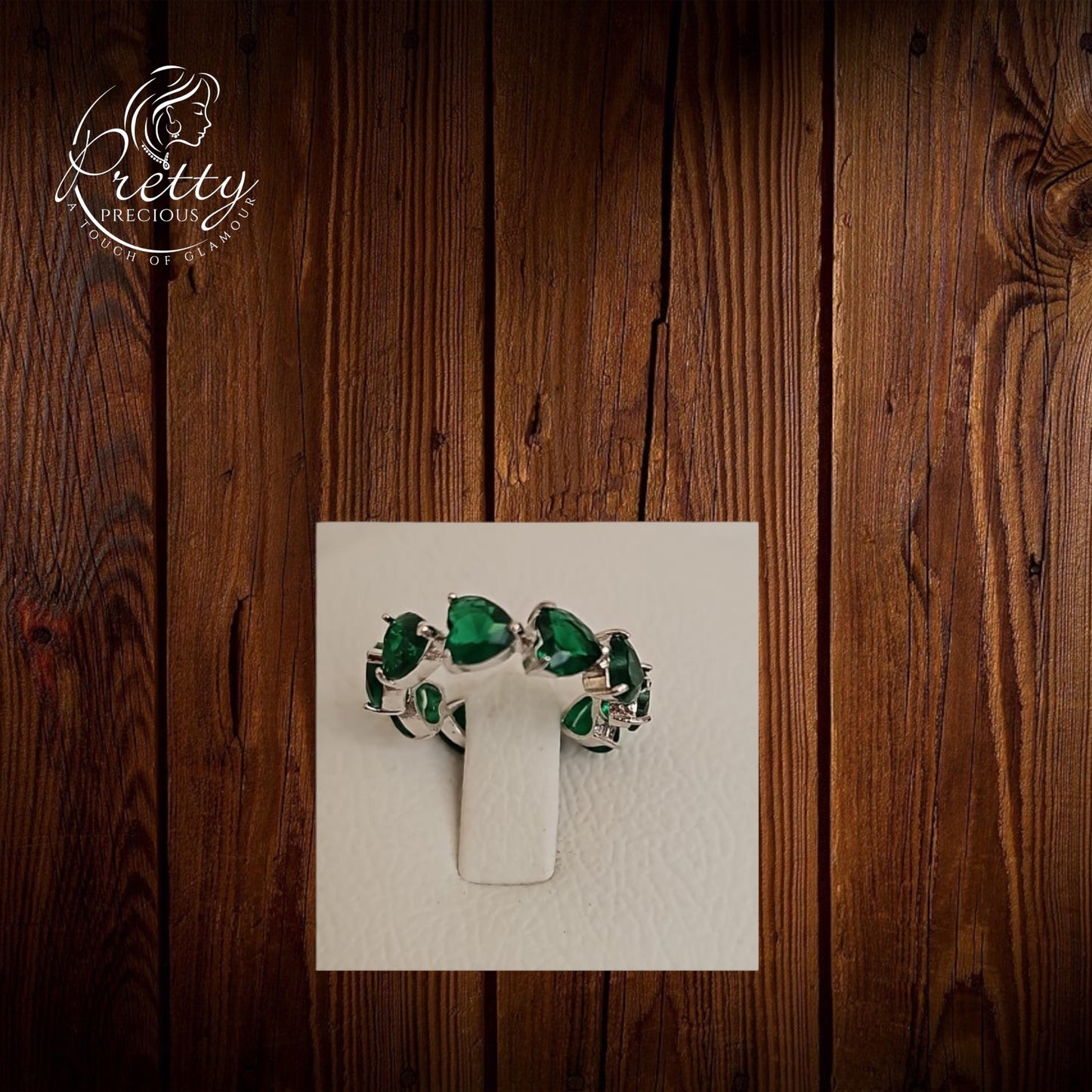 92109-RN Cz Adjustable Ring Green