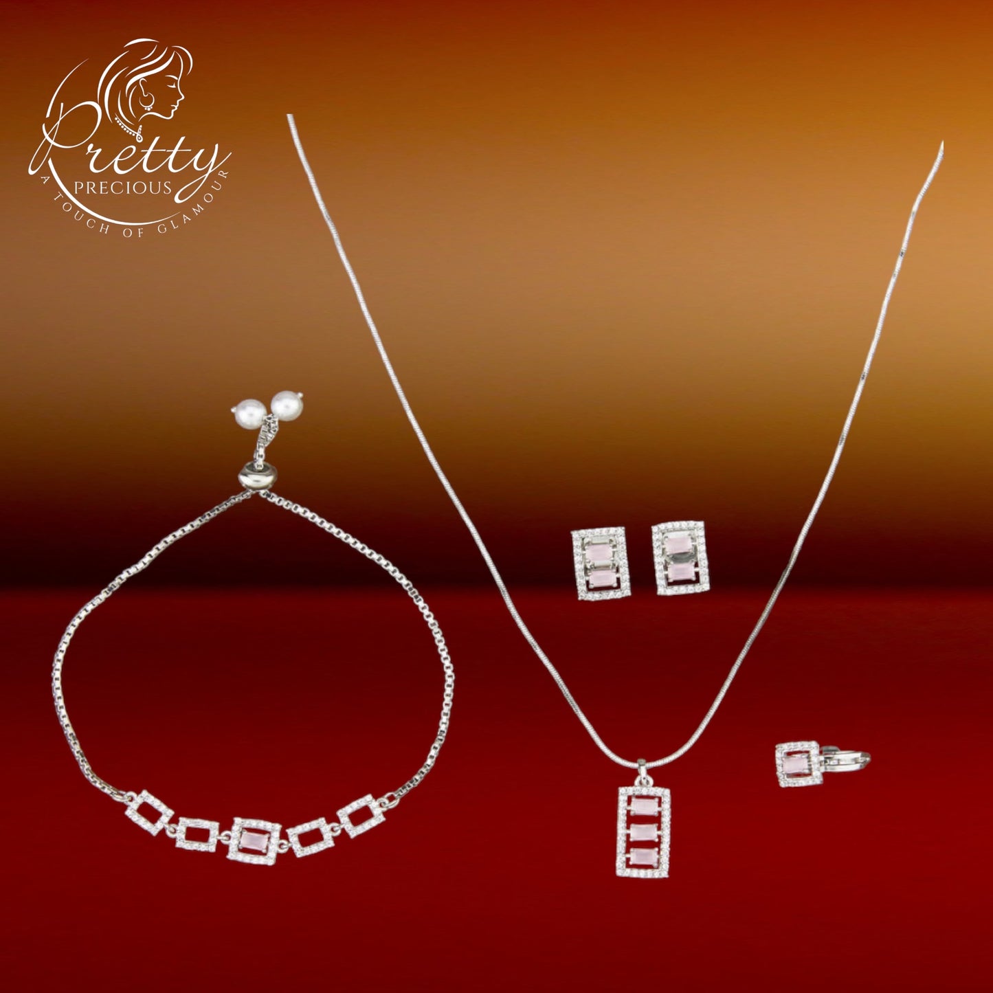 417534 Cz Classic Pendant Set With 2 Tone Plating