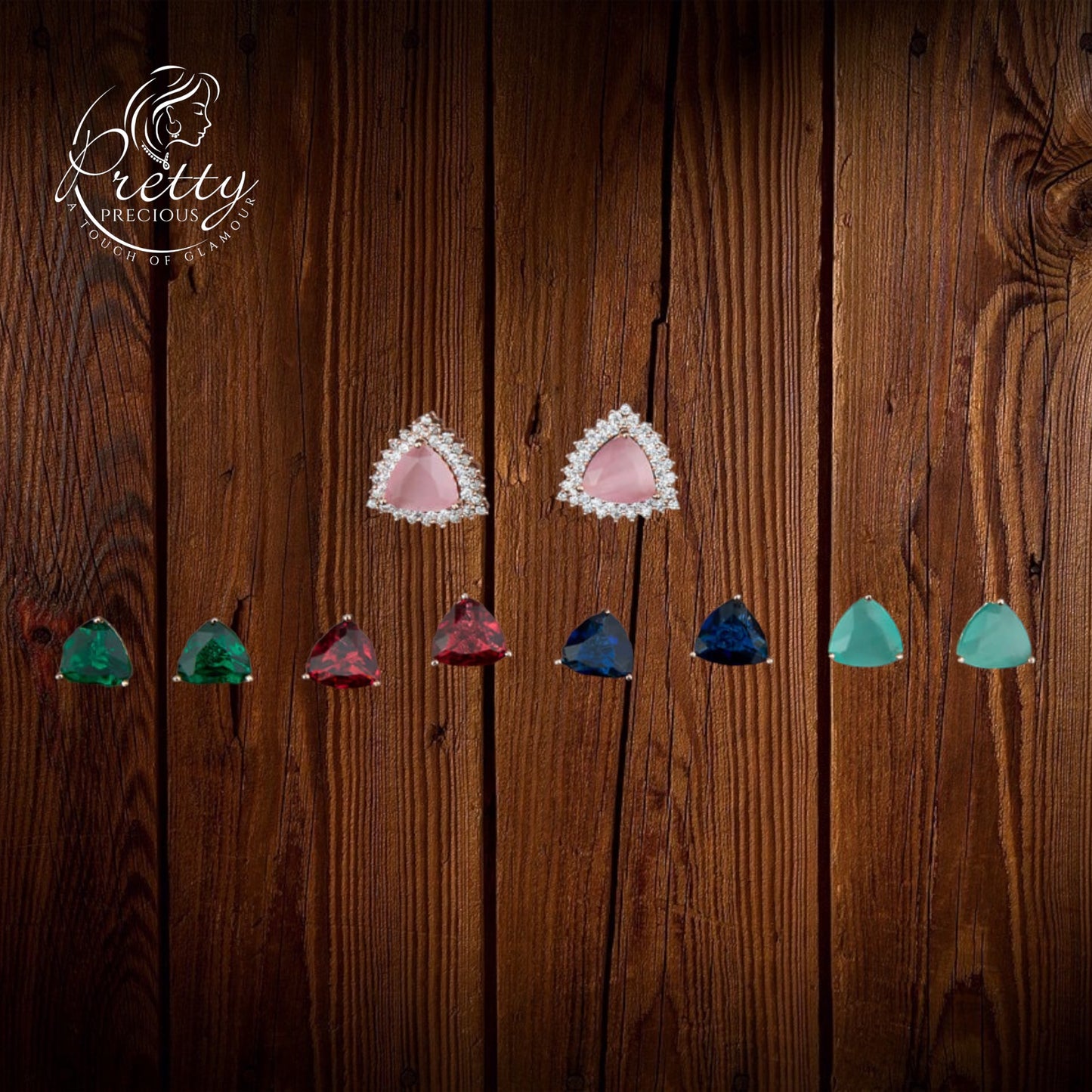 420969 Cz Changeable Stone Earring With Rose Gold Plating