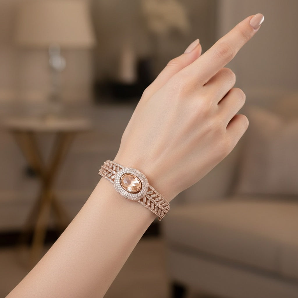 94409-KD Cubic Zirconia Classic Kada With Rhodium Plating-White