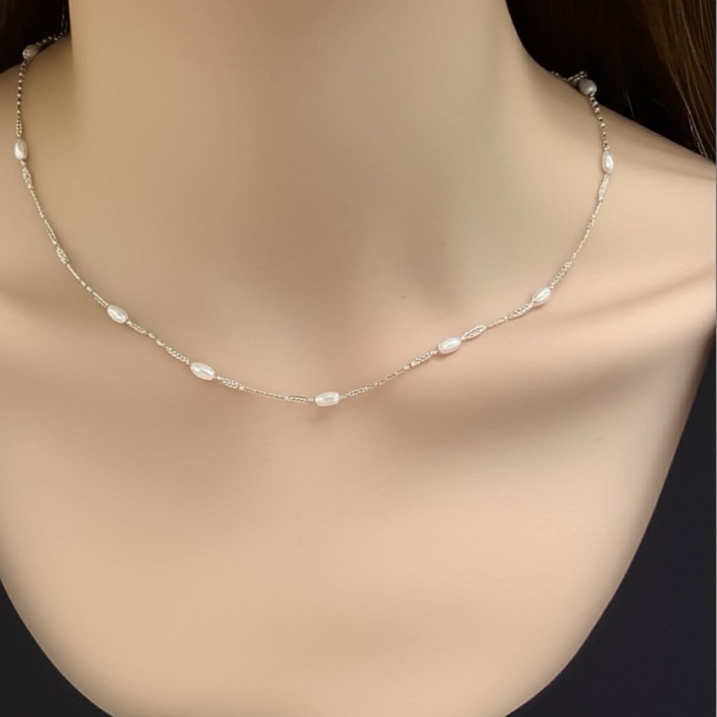 429862 American Diamond Delicate Chain With Rhodium Plating-Silver