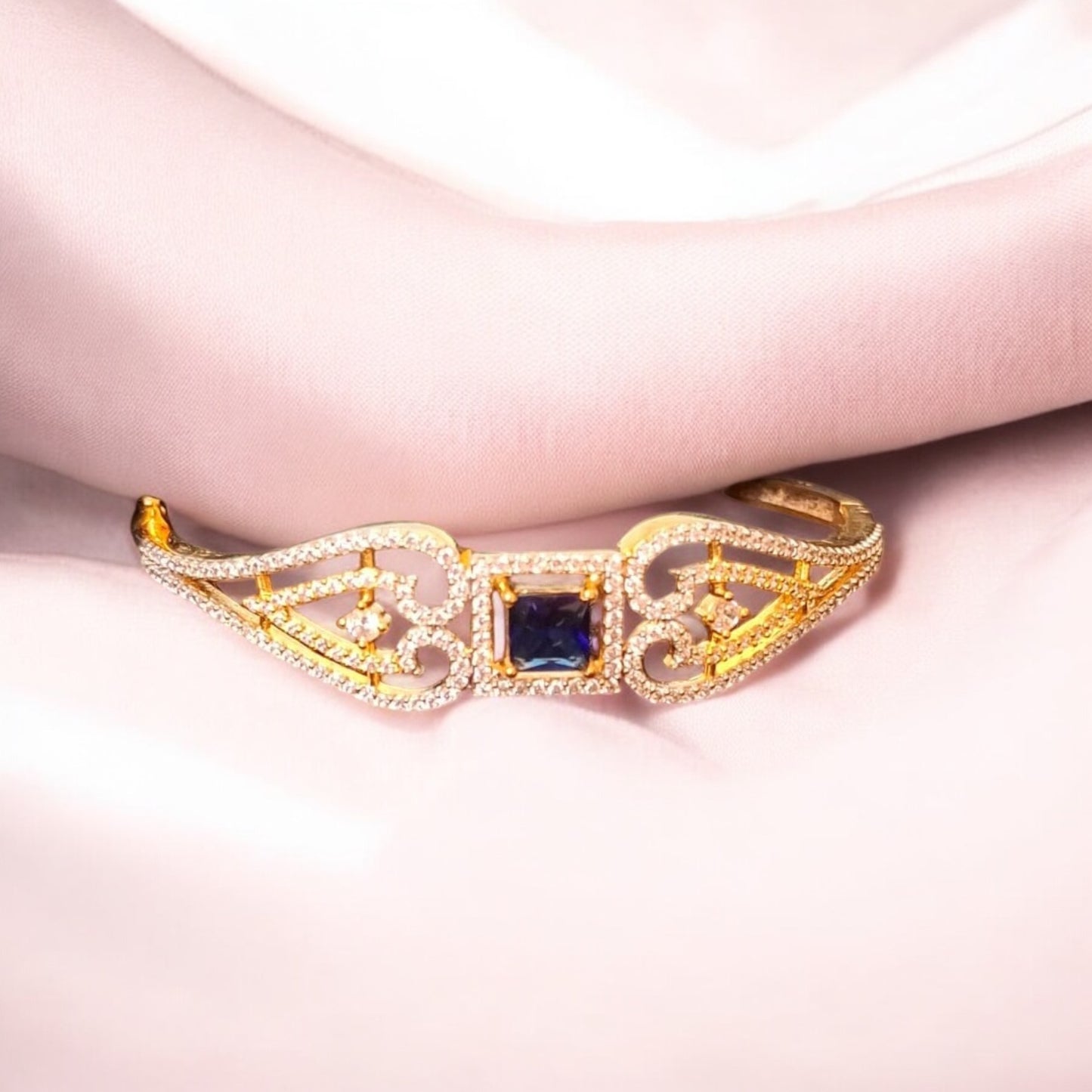 428049 Cubic Zirconia Classic Kada With Gold Plating-Blue