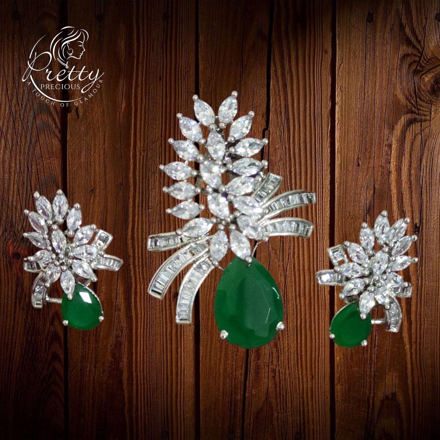 423784 Cz Delicate Pendant Set With Rhodium Plating