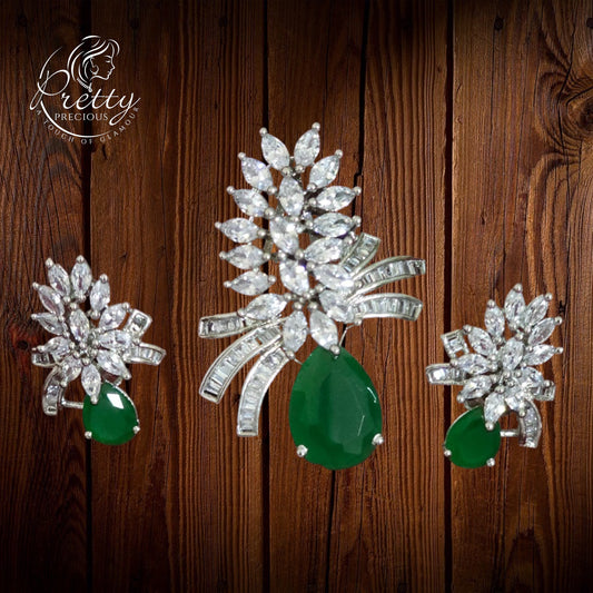 423784 Cz Delicate Pendant Set With Rhodium Plating