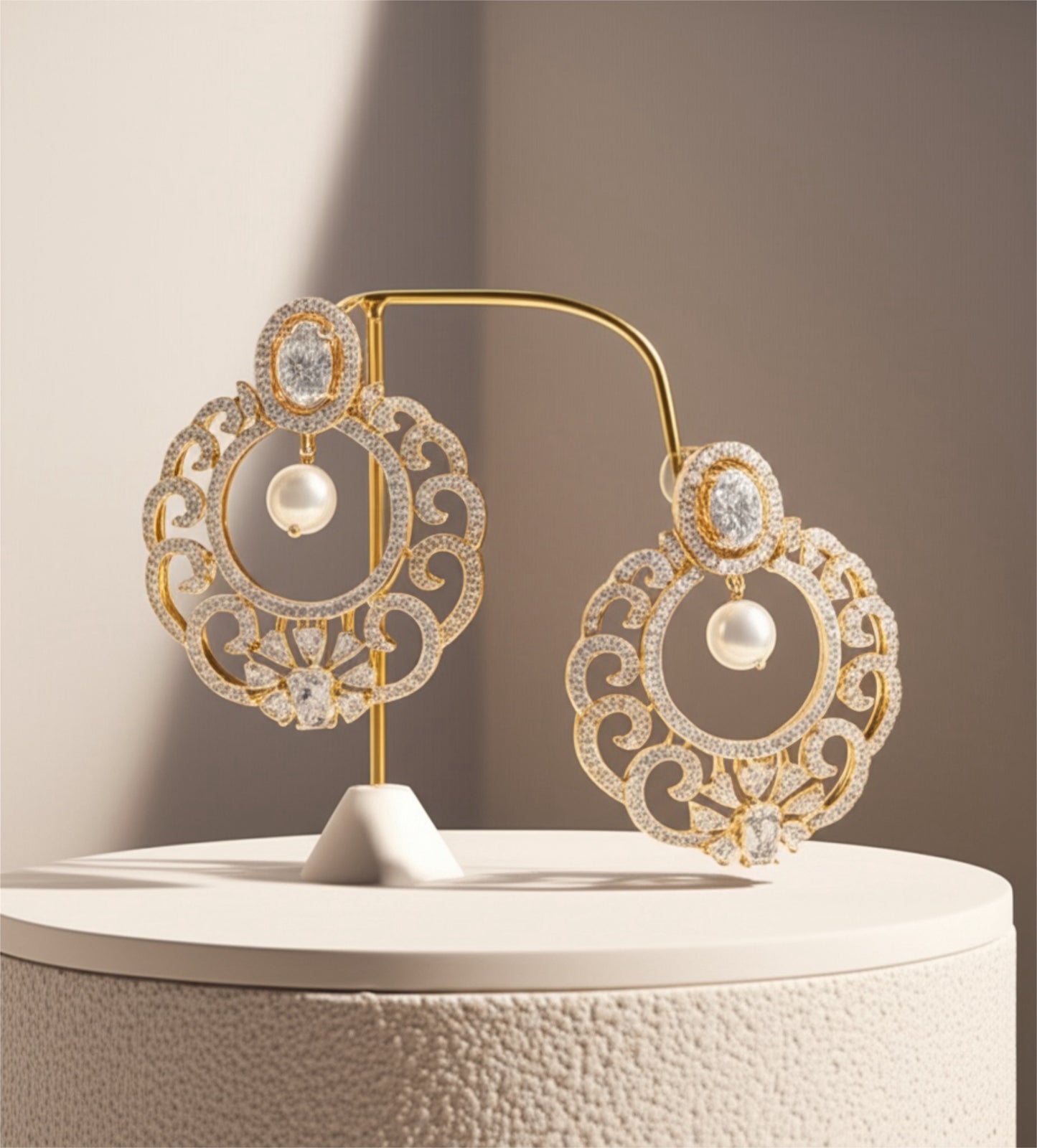 426163 CZ Earring With 2 Tone Plating