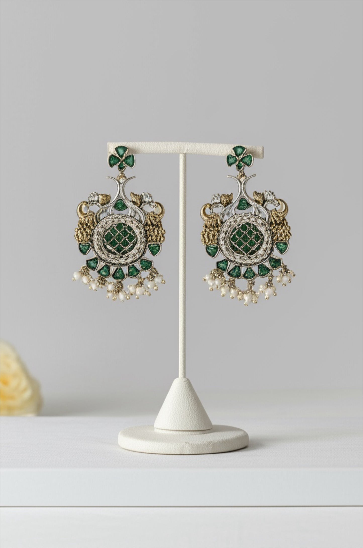 805132 Pretty Precious Fashion Oxidised Silver Stylish Party Wear Earrings for Women and Girls-Green