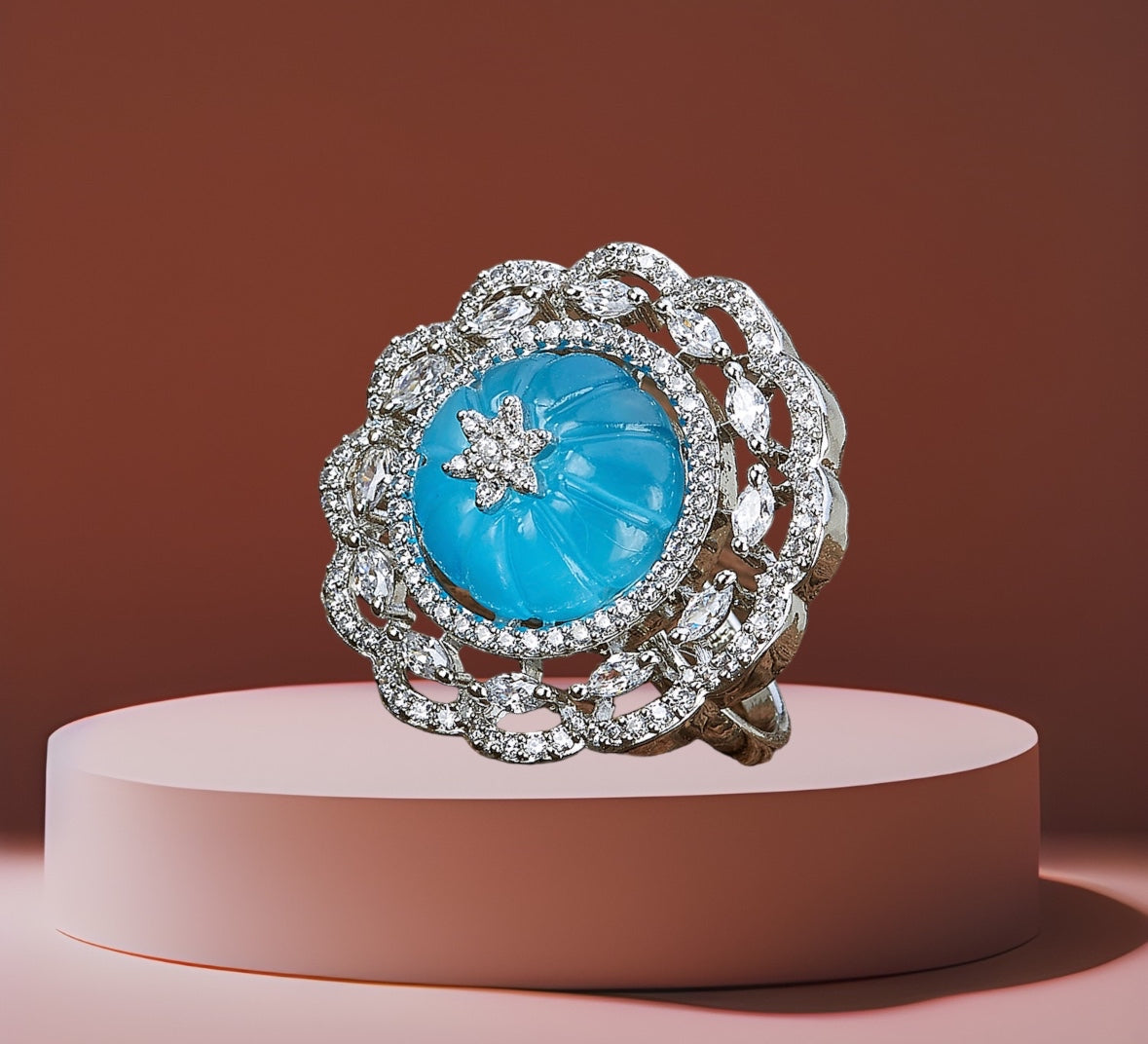 424424 Cz Adjustable Ring With Rhodium Plating