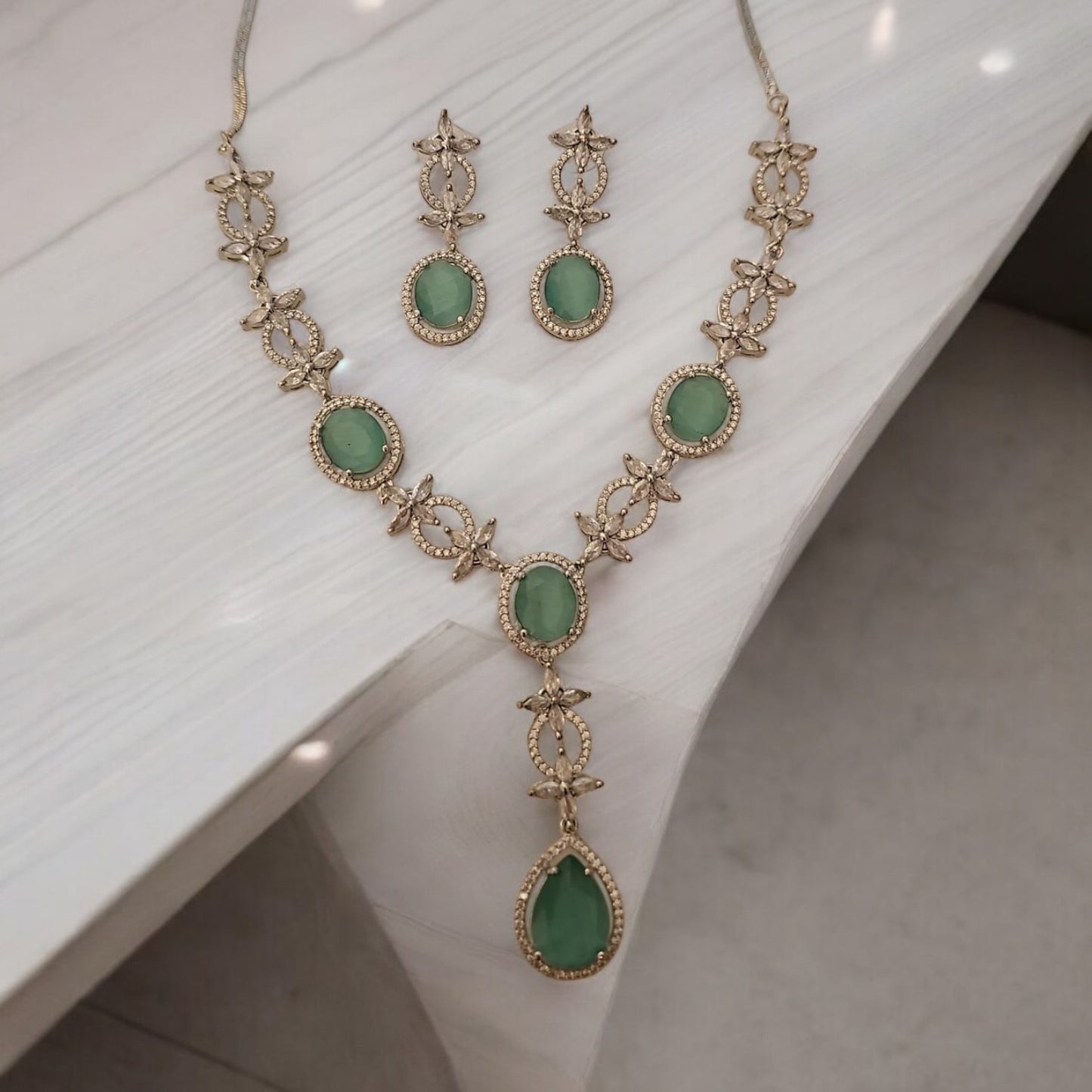 95959-NS Cz Delicate Necklace-Mint