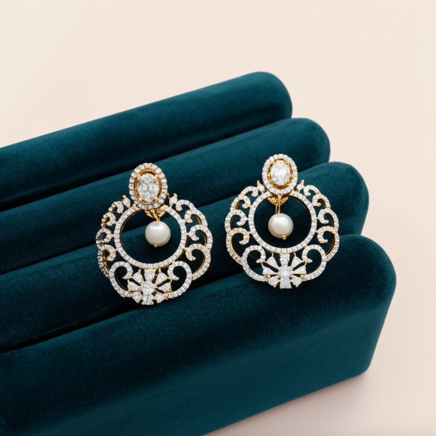 426163 CZ Earring With 2 Tone Plating