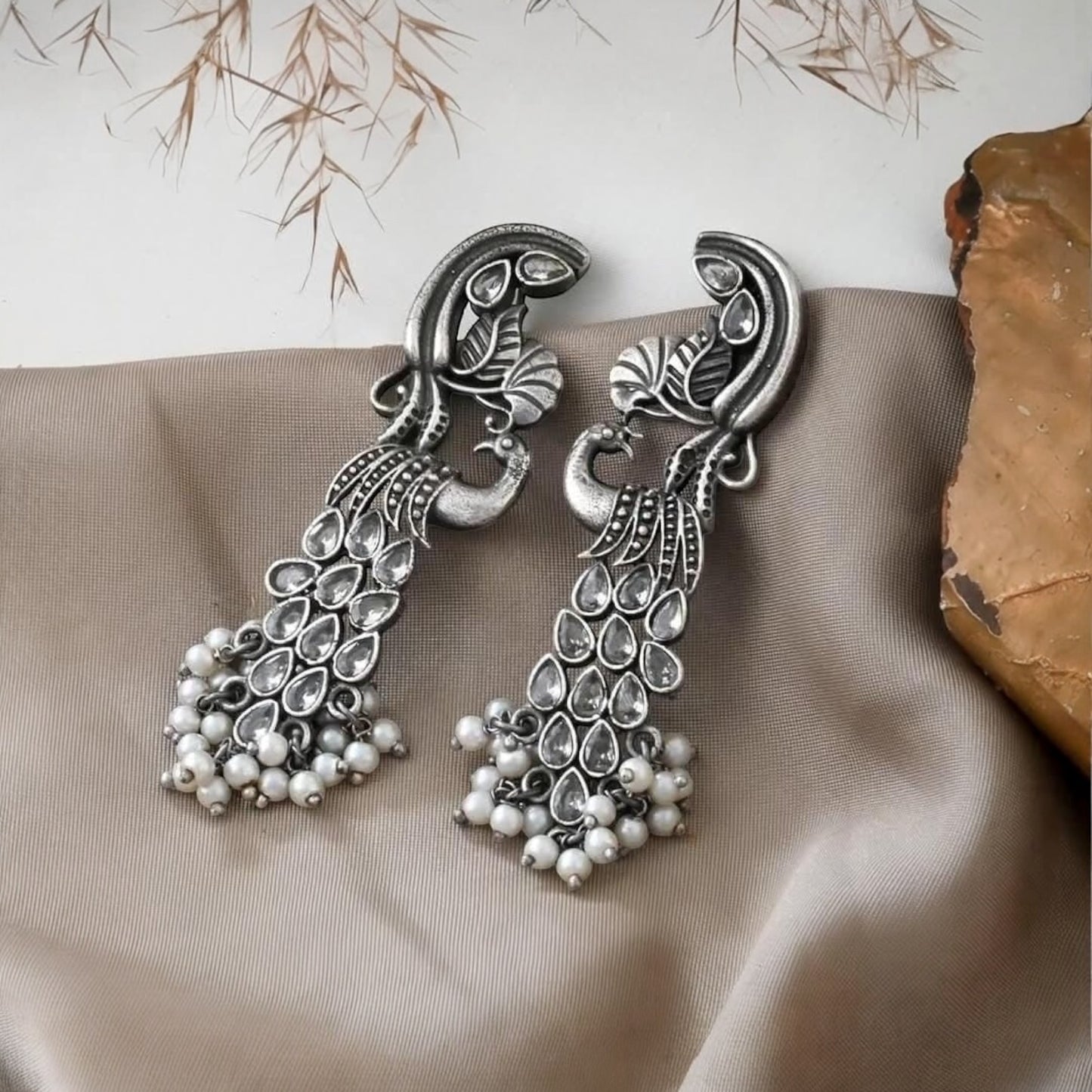92999-ERO Pretty Precious Fashion Oxidised Silver Stylish Party Wear Earrings for Women and Girls
