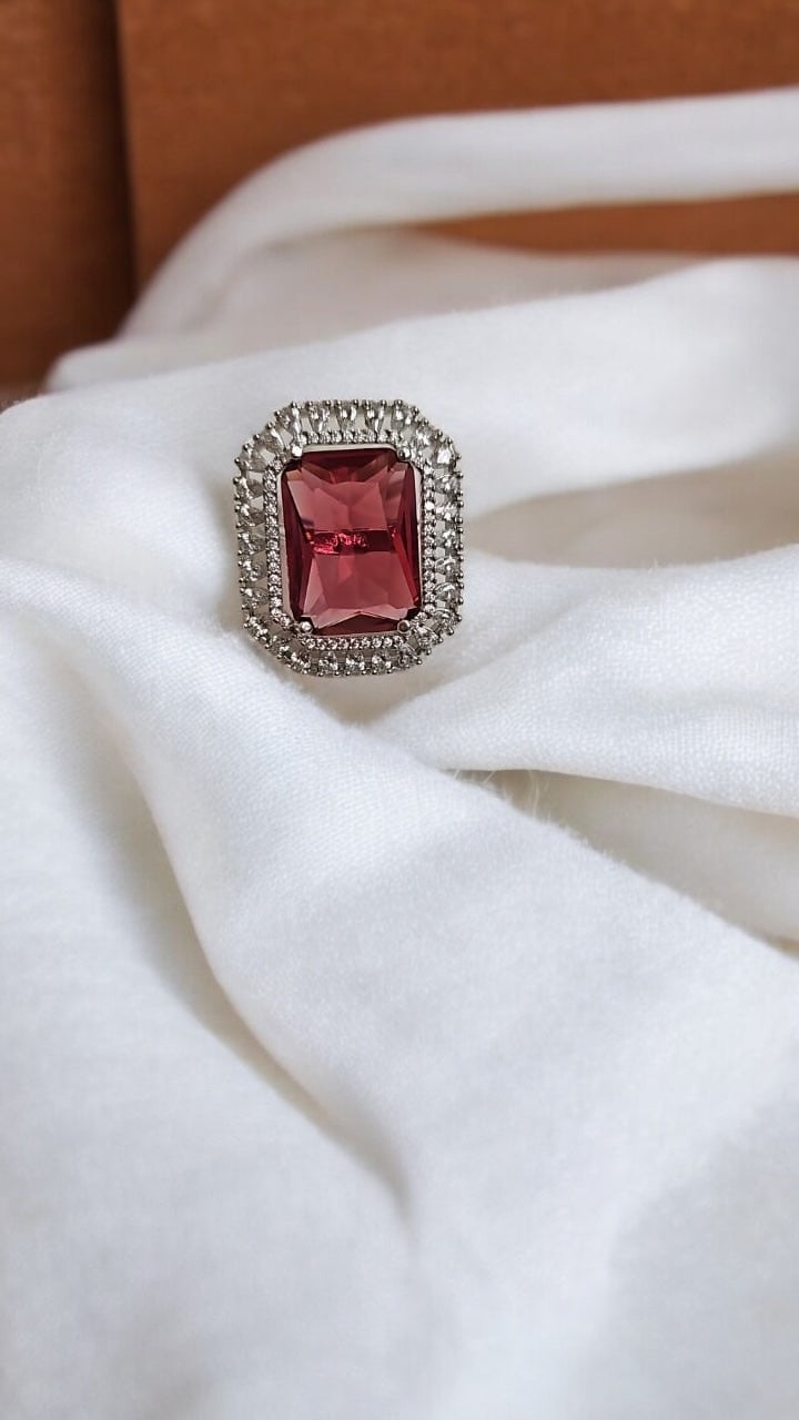 435523 Cz Adjustable Ring Ruby