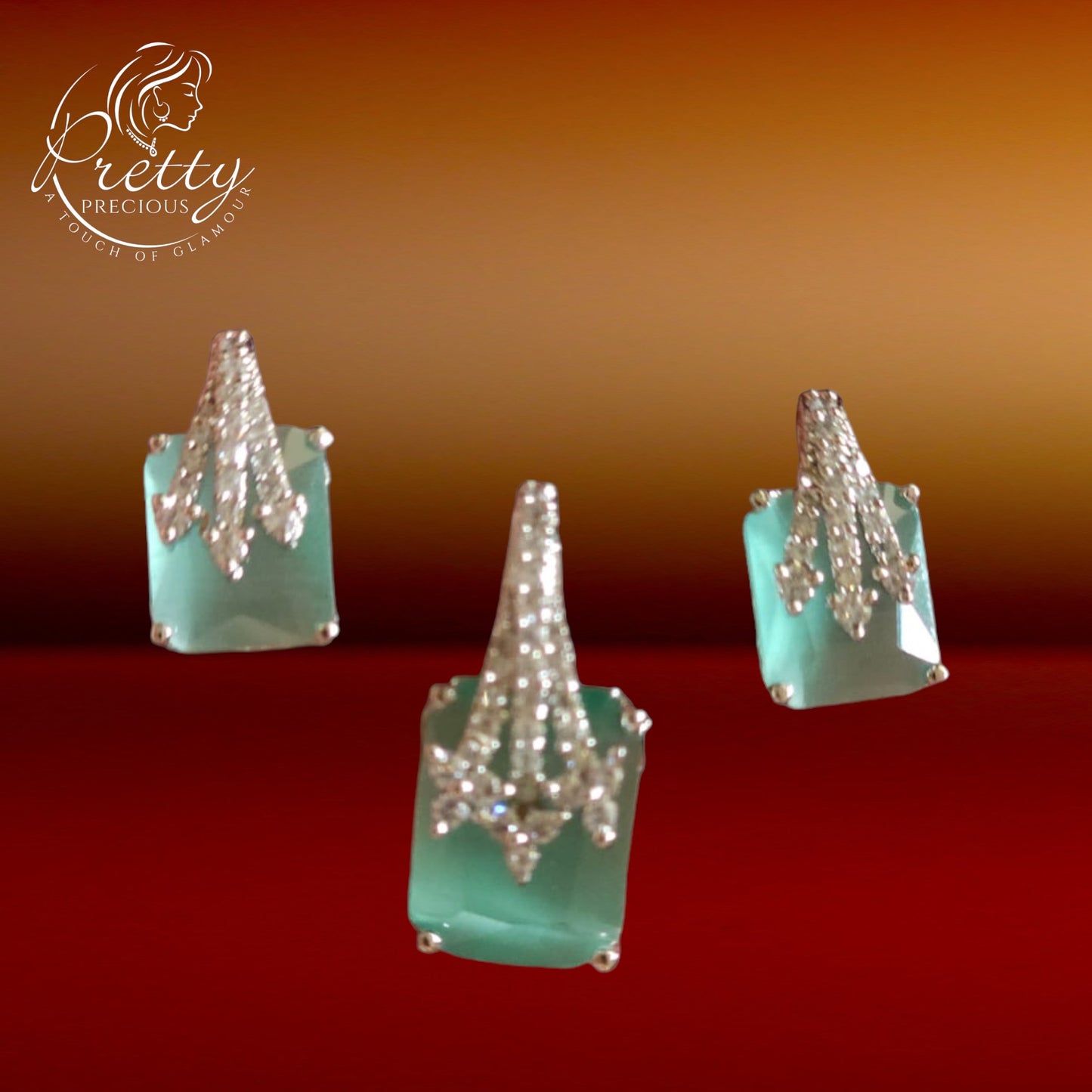 427382 Cz Delicate Pendant Set With 2 Tone Plating