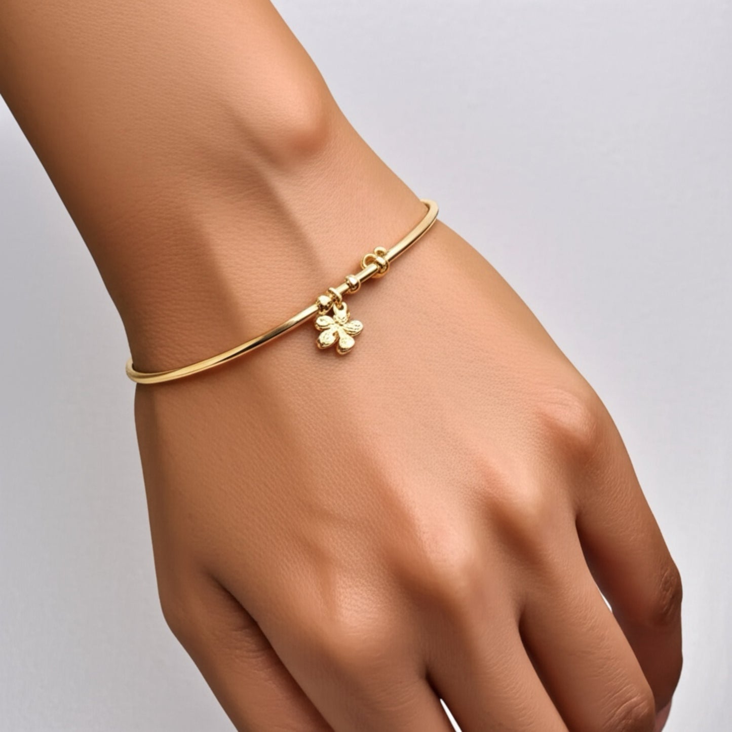 122381-Western Classic Trendy Kada with Rose & Silver Plating