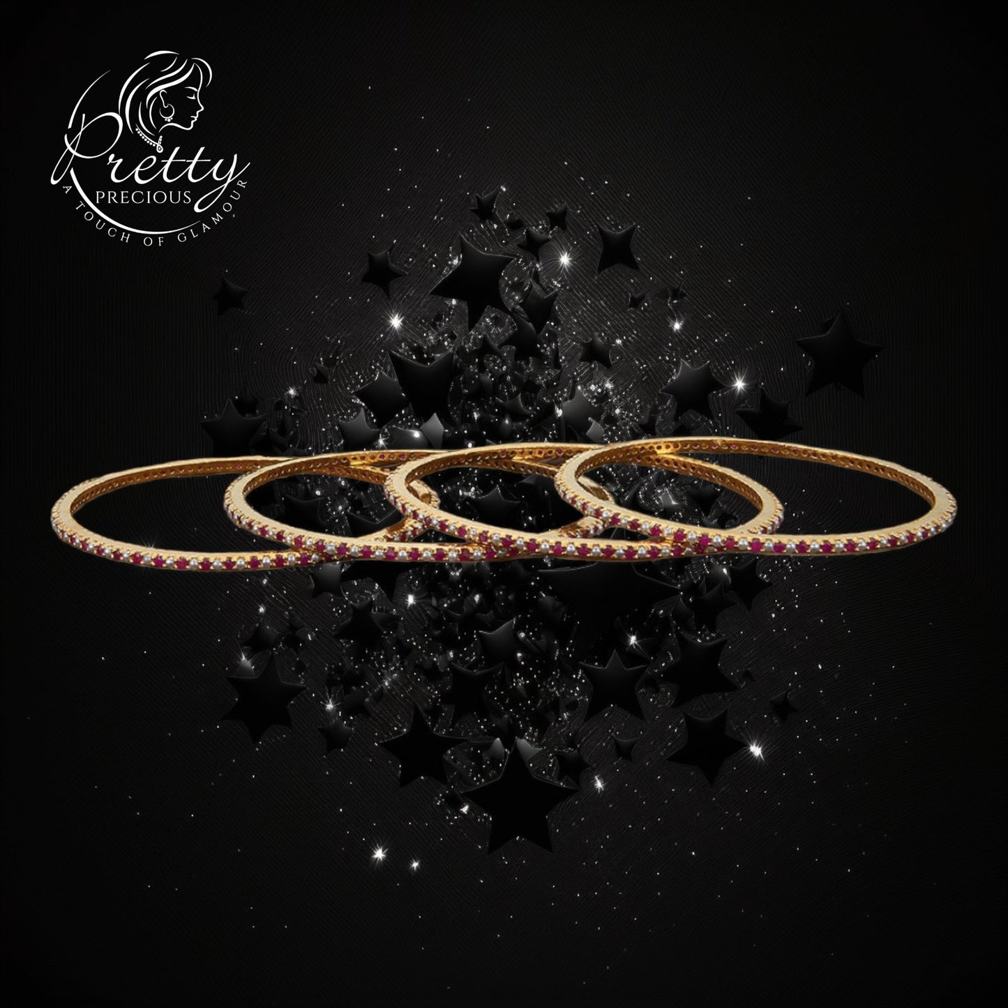 427268 Cz Moti Bangles With Gold Plating-Size 2.6