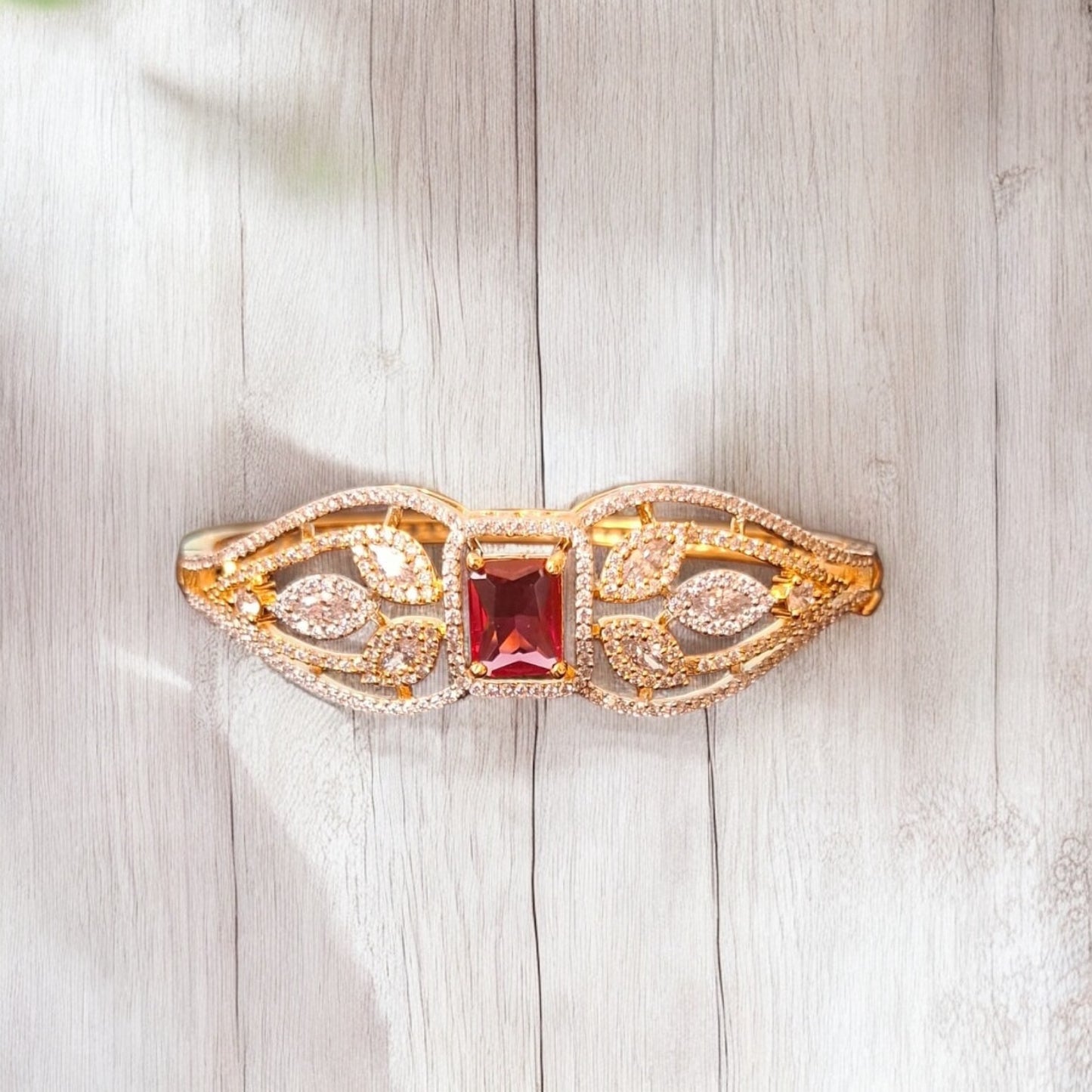 436856 Cubic Zirconia Classic Kada With Gold Plating-Ruby