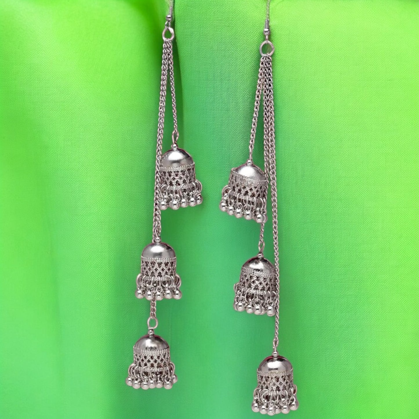 91309-ERO Pretty Precious Fashion Oxidised Silver Stylish Party Wear Earrings for Women and Girls