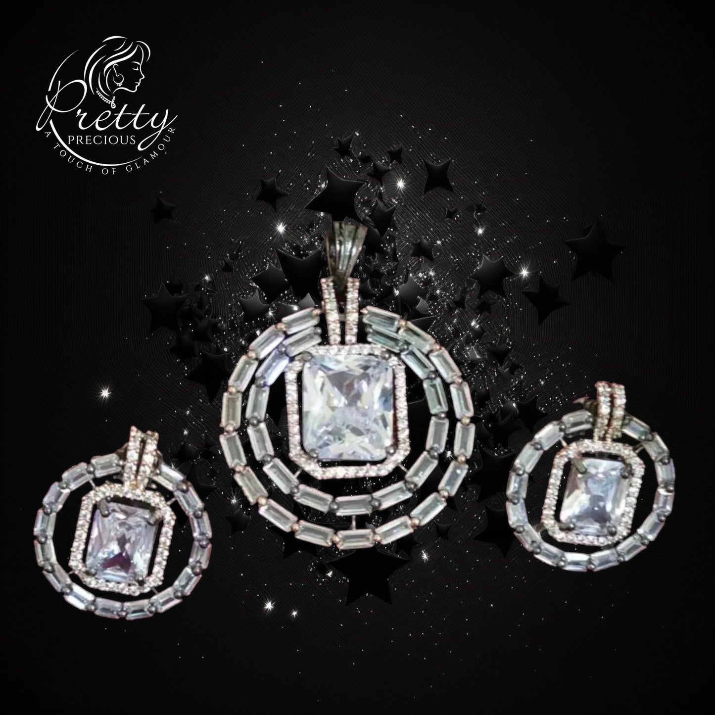 426202 Cz Classic Pendant Set With Rhodium Plating