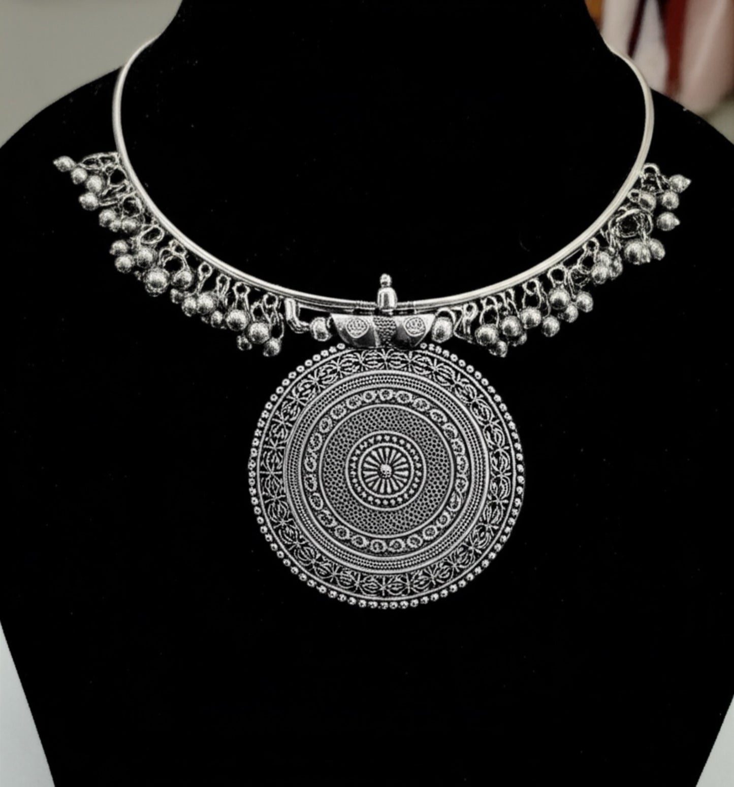92509-NSO Classic Necklace With Oxidised Plating-Design 2