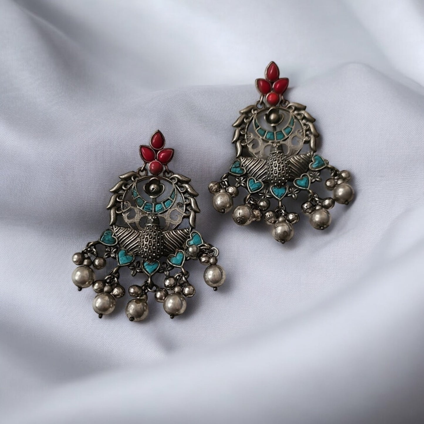 35420 Pretty Precious Fashion Oxidised Silver Stylish Party Wear Earrings for Women and Girls