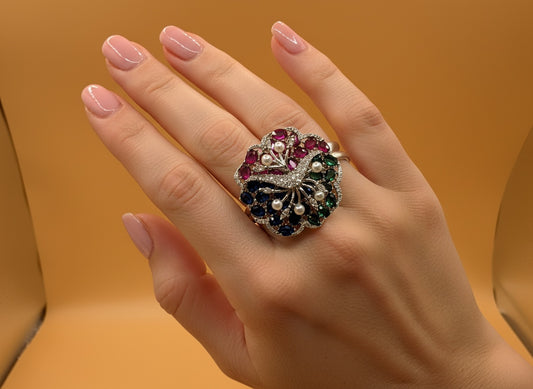 1036 Cz Adjustable Ring-Multi