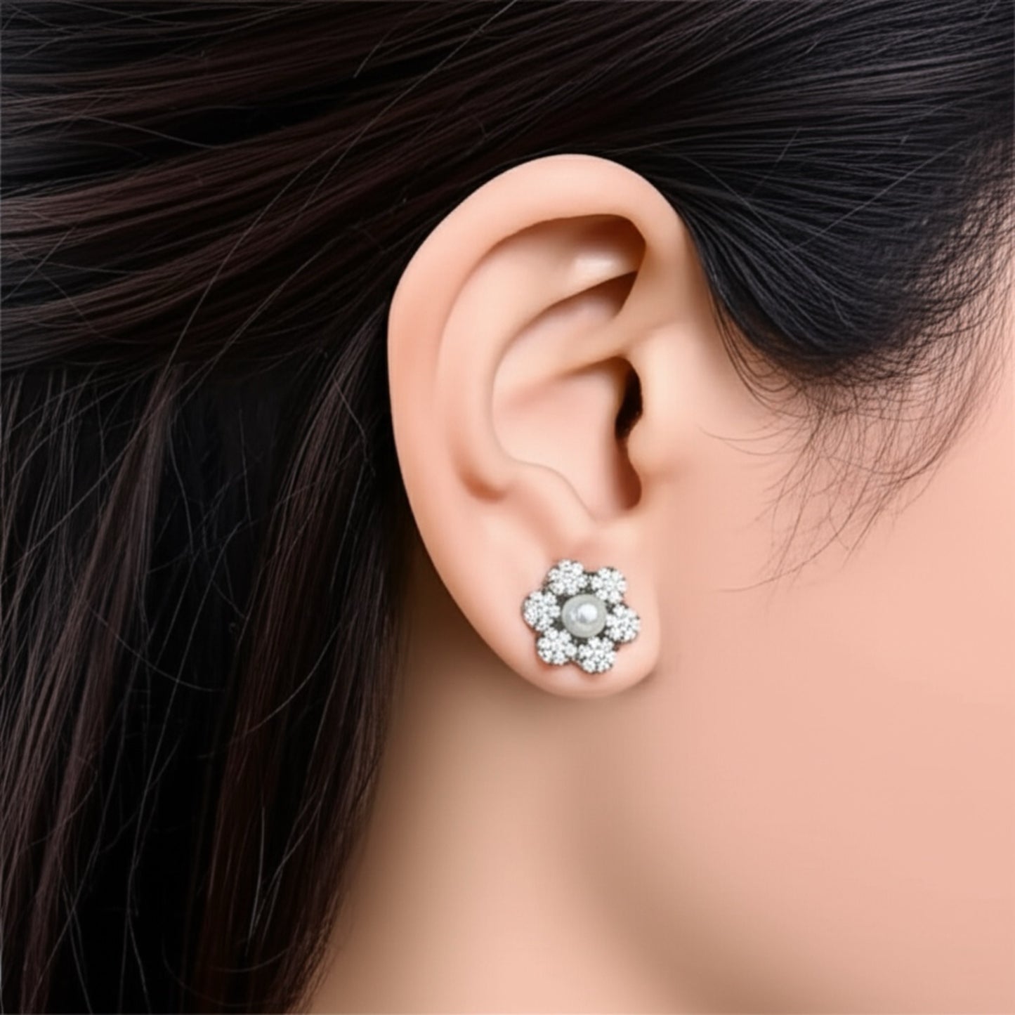 91609-ER CZ Earring With Gold/Rhodium Plating