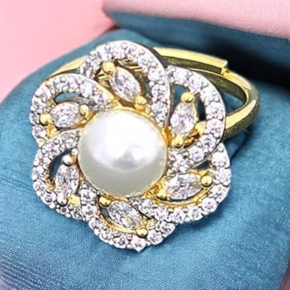 437349 Cz Adjustable Ring 2 Tone