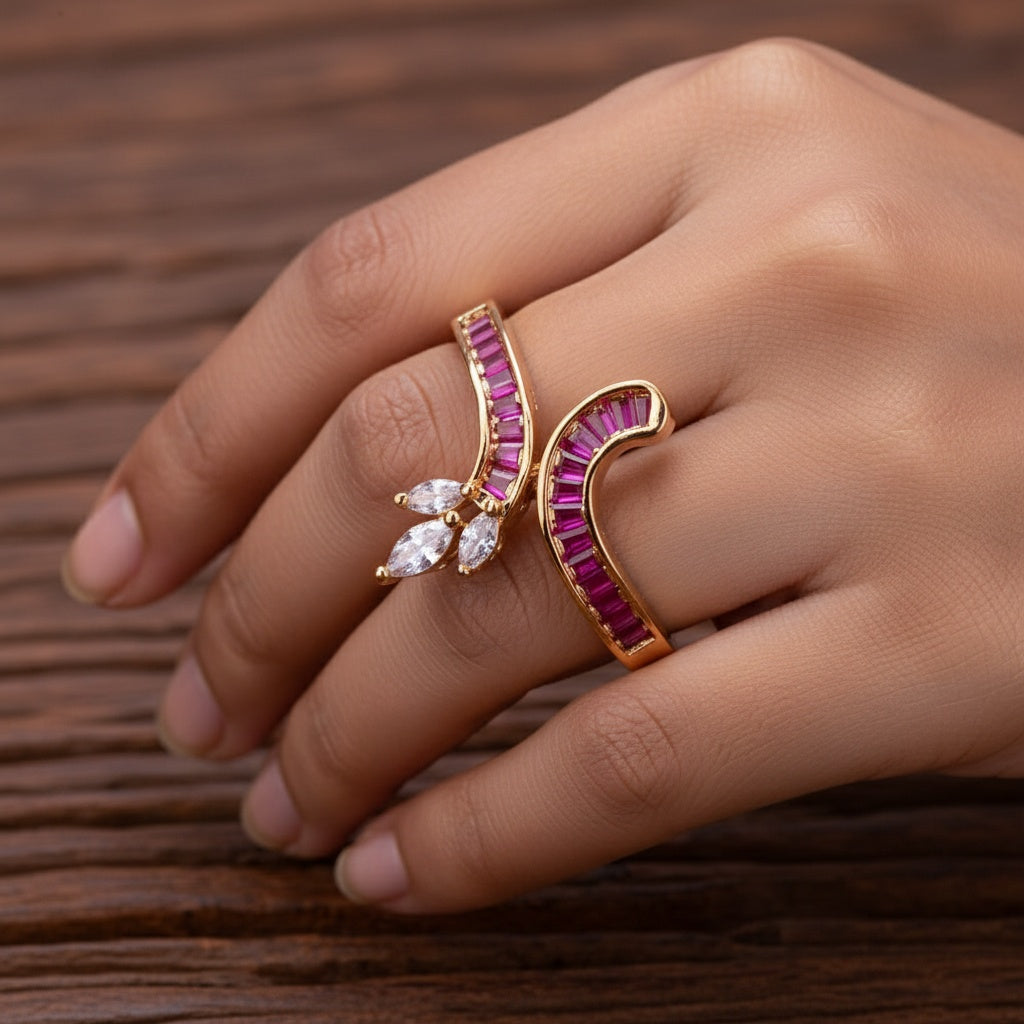 432973 Cz Classic Ring With Rhodium Gold Plating-Gold