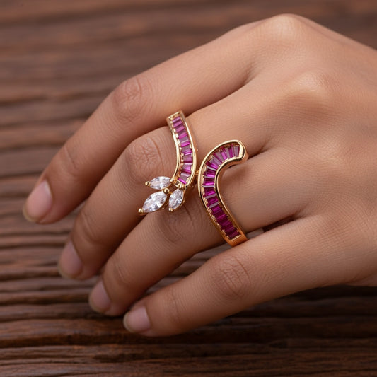 432973 Cz Classic Ring With Rhodium Gold Plating-Gold