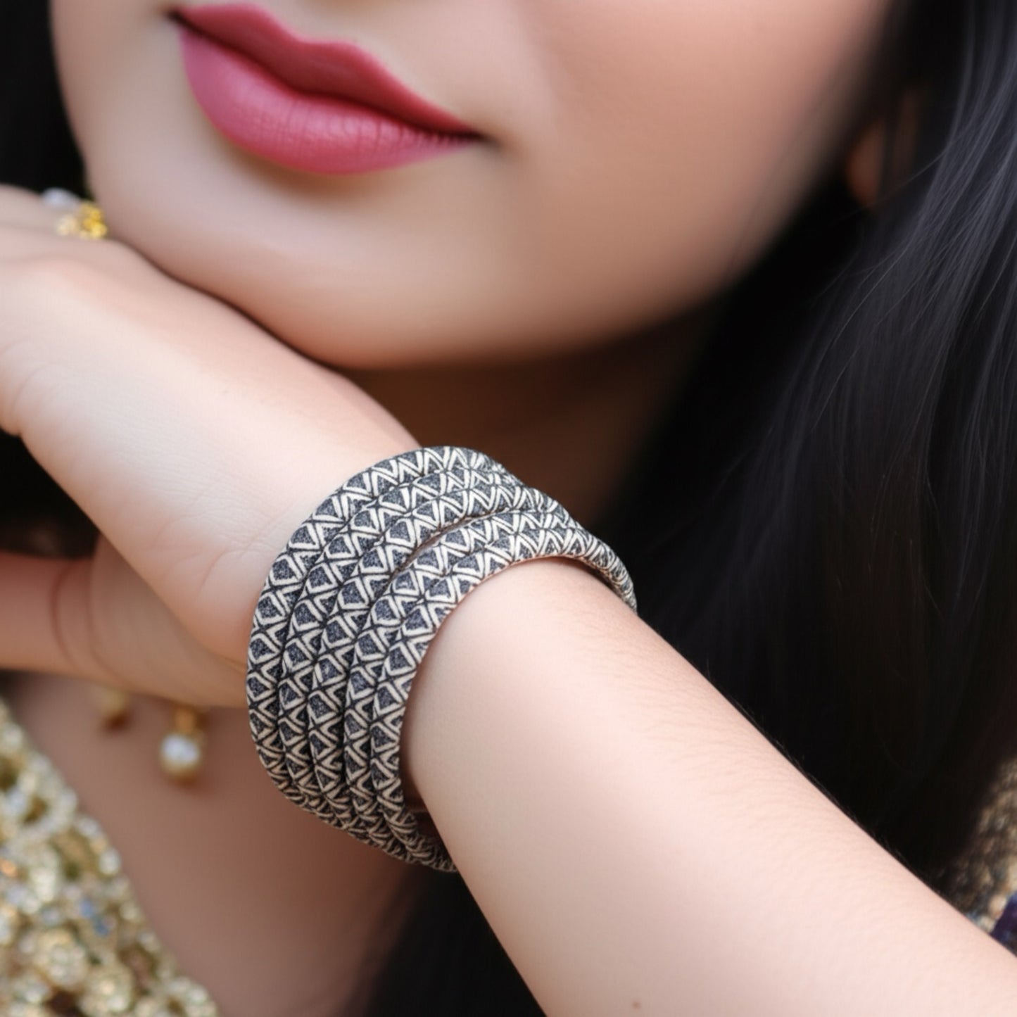 808242 Classic Bangles With Oxidised Plating-Size 2.4