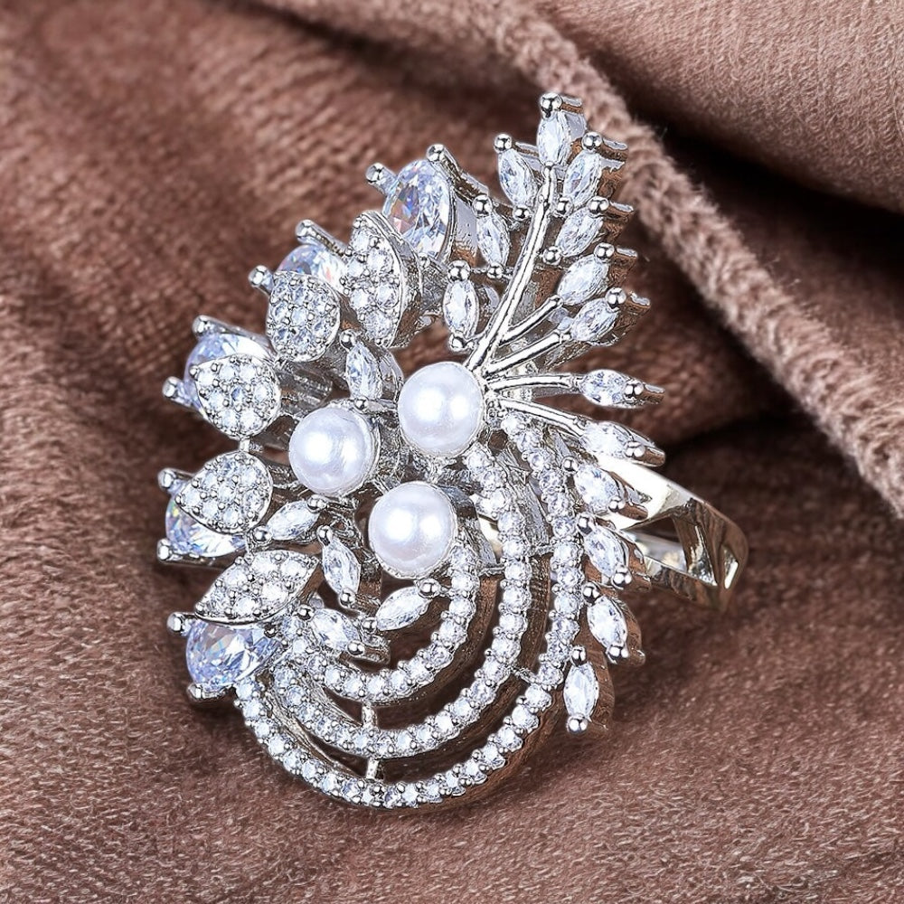 425252 Cz Adjustable Ring Silver