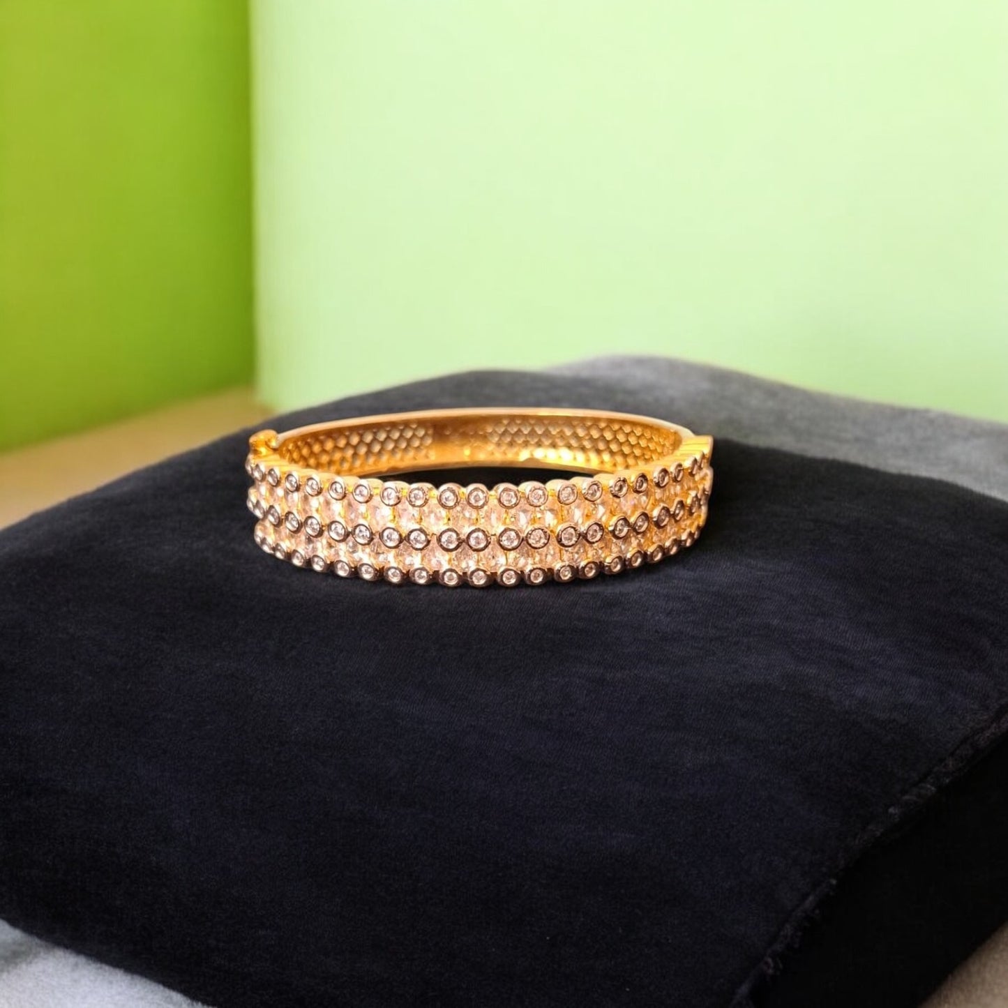 50223 Cubic Zirconia Classic Kada With Gold Plating