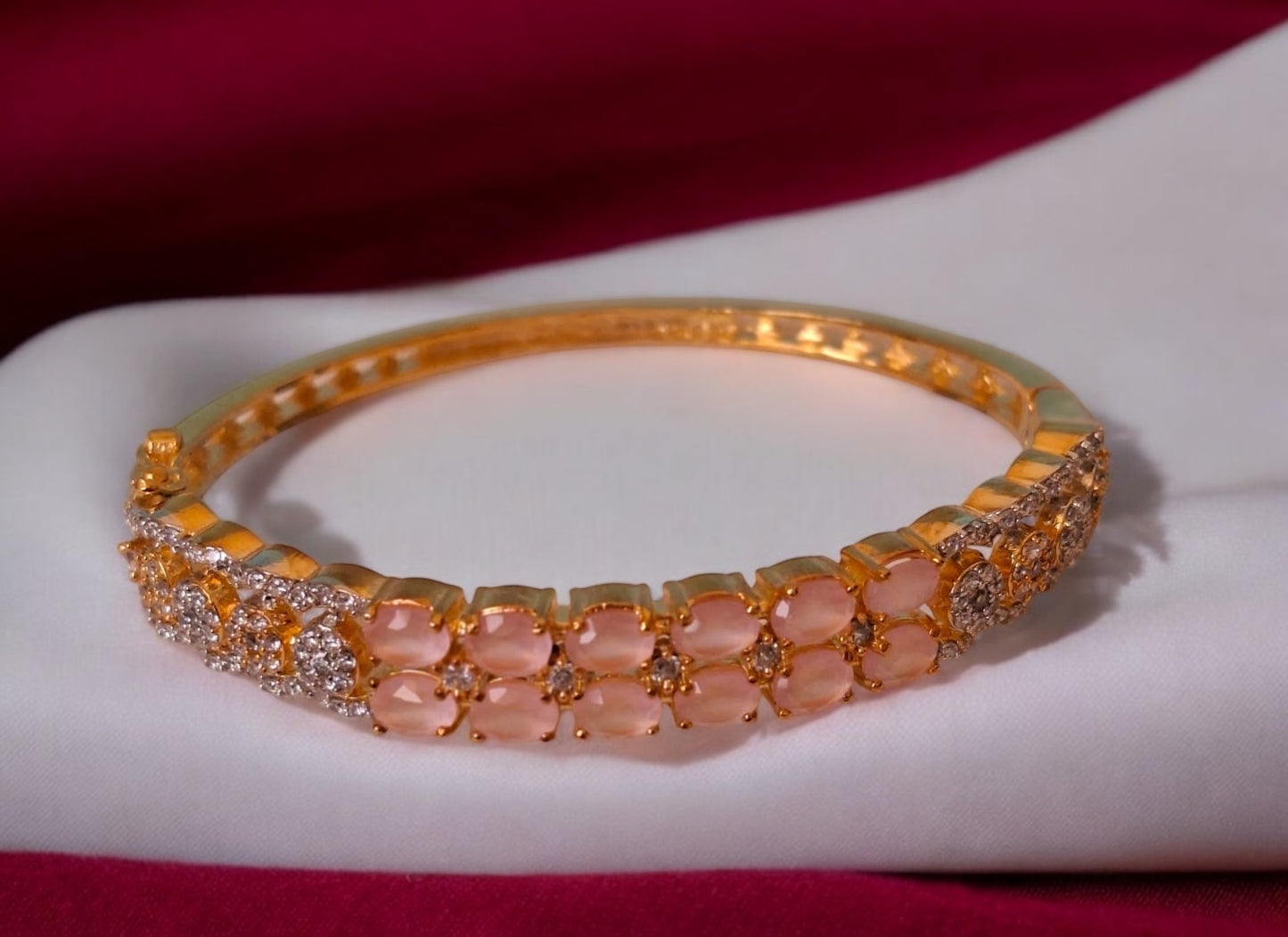 436214 Cubic Zirconia Classic Kada With Gold Plating-Pink