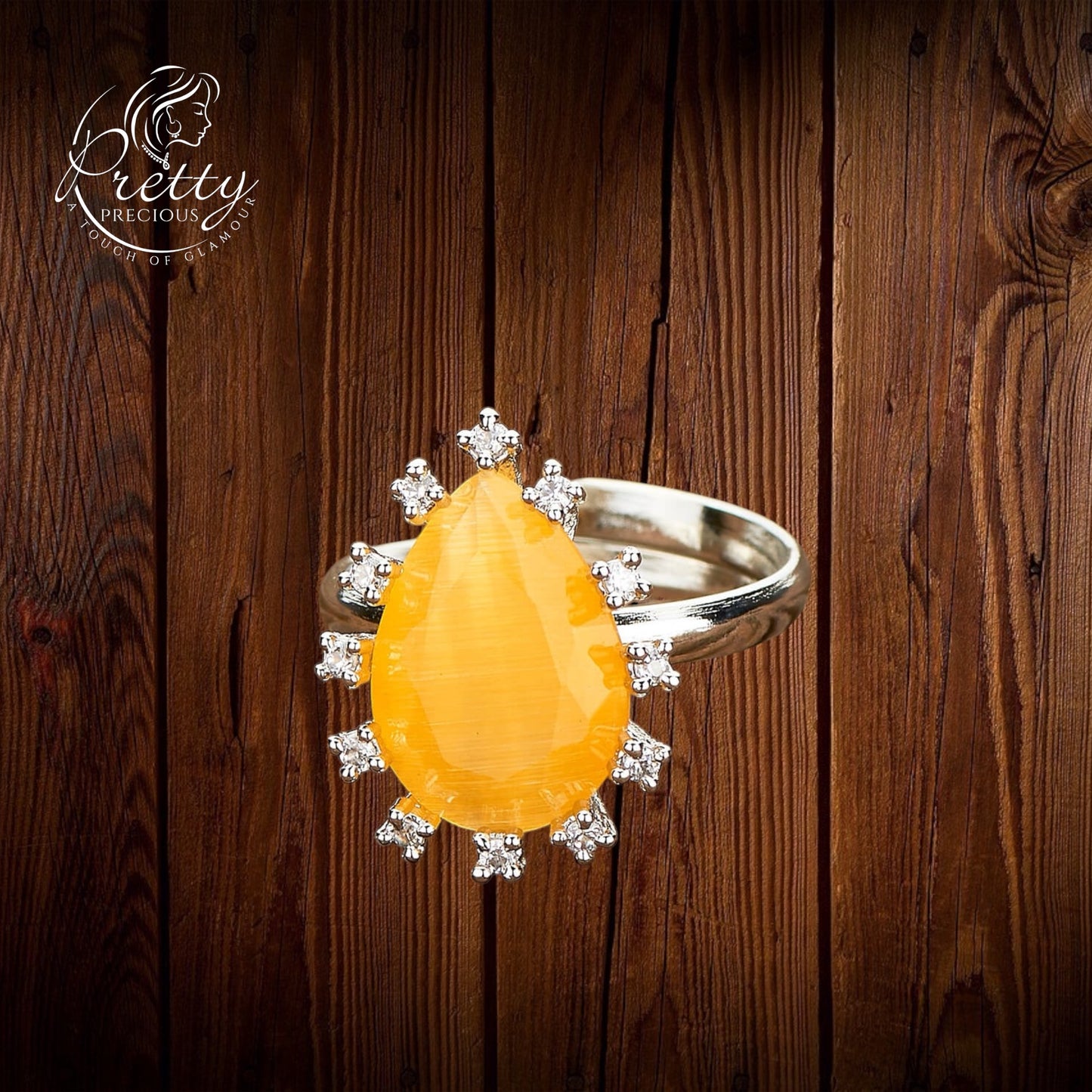 429272 Cz Adjustable Ring Yellow