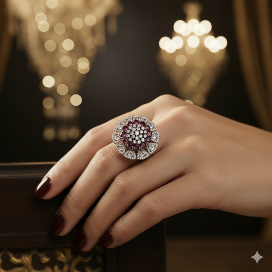 40190 Cz Adjustable Ring Ruby