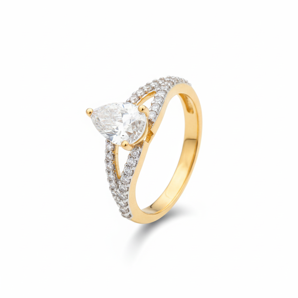 429425-Cz Delicate Ring With Rhodium 2 Tone Plating-2 Tone