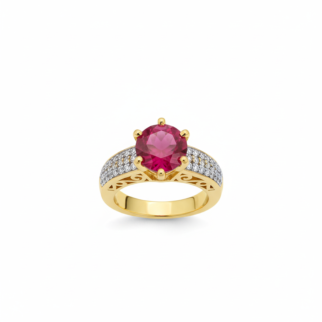 91259 Cz Adjustable Ring Ruby