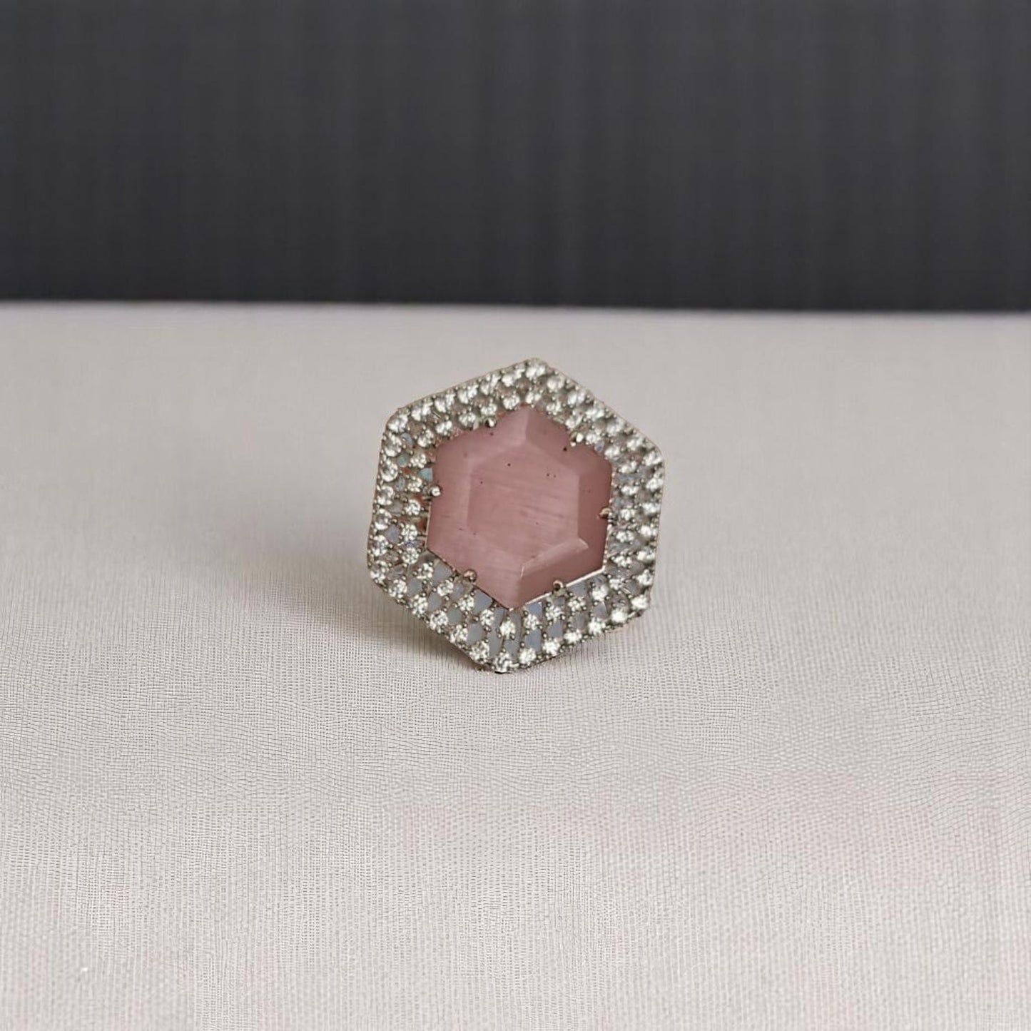 94009-RN Cz Adjustable Ring Pink