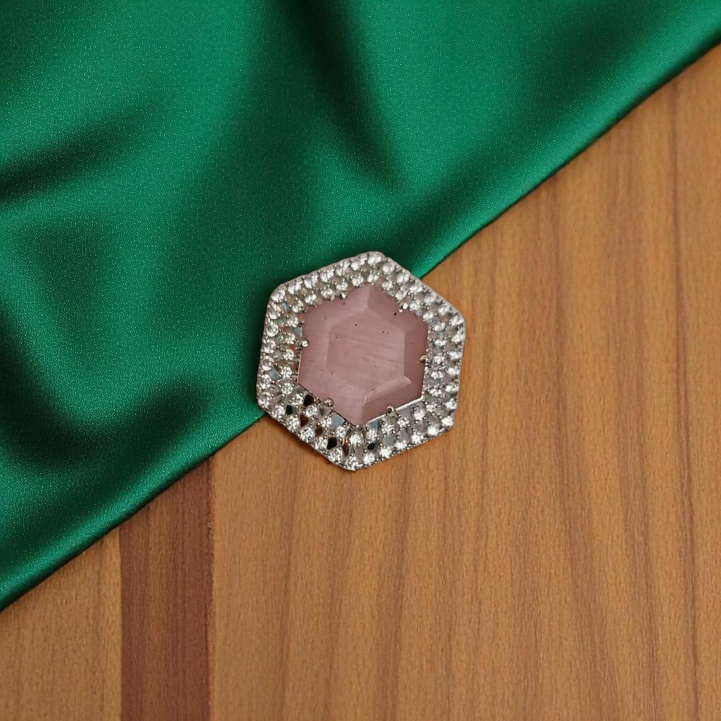 94009-RN Cz Adjustable Ring Pink