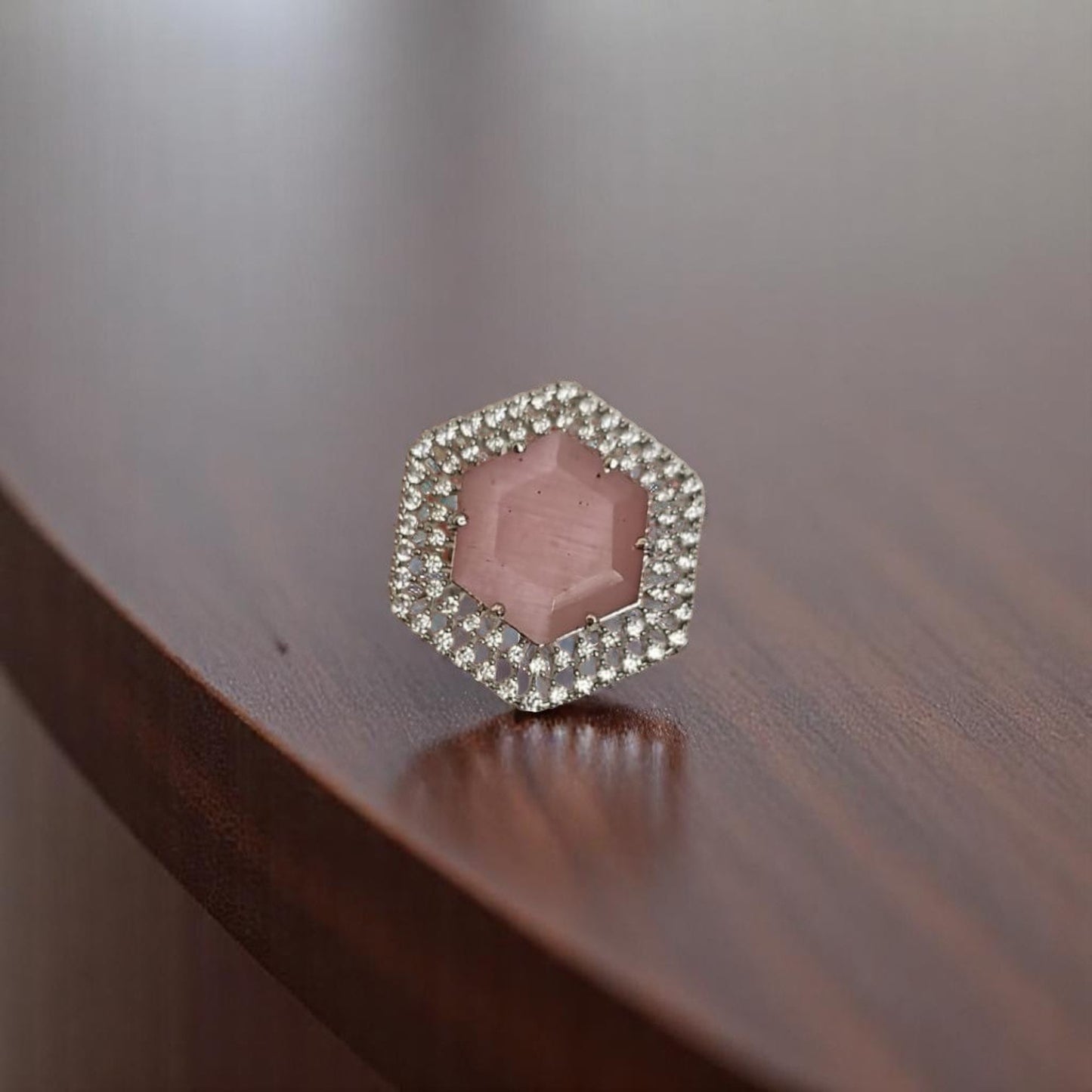 94009-RN Cz Adjustable Ring Pink