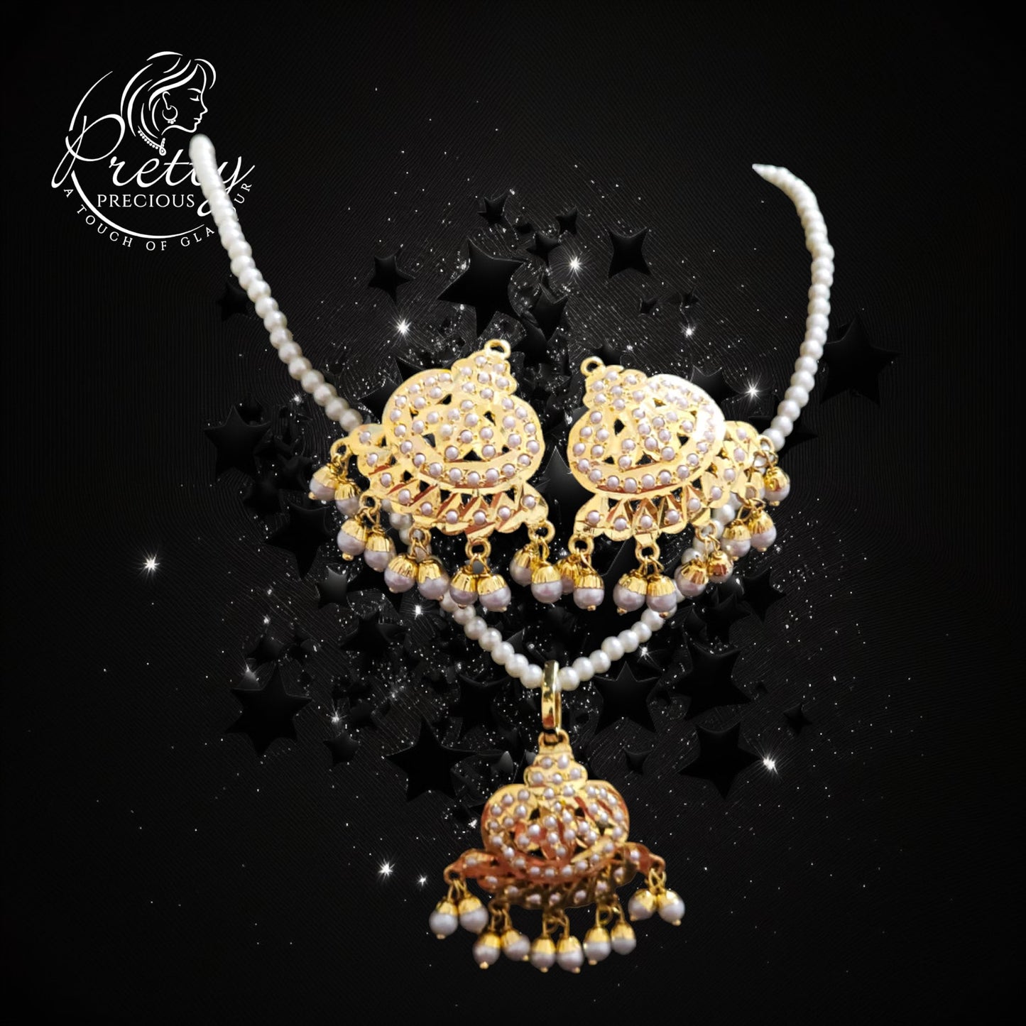 MJ-PS-97009-Jadau Pendant Set 1 gm 24K Gold Plating