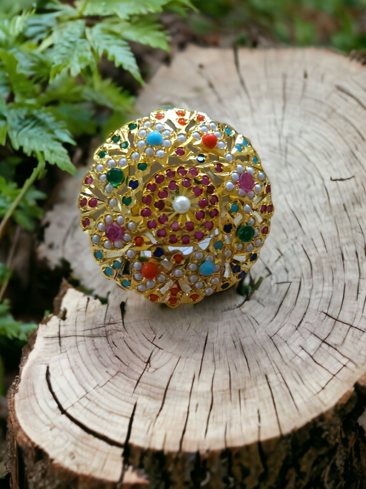 MJ-R-97009-Jadau Finger Ring 1gm 24K Gold Plating