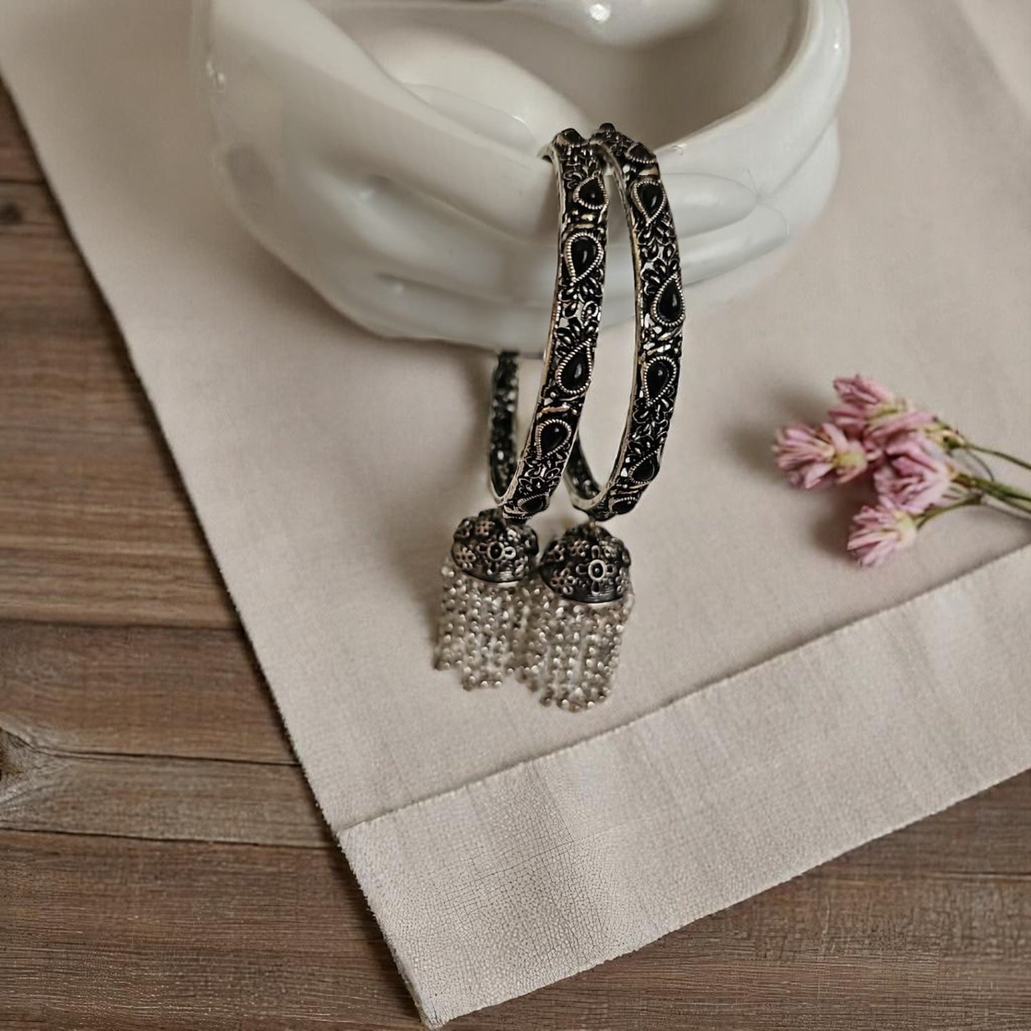 OXB195 Classic Bangles With Oxidised Plating-Size 2.4