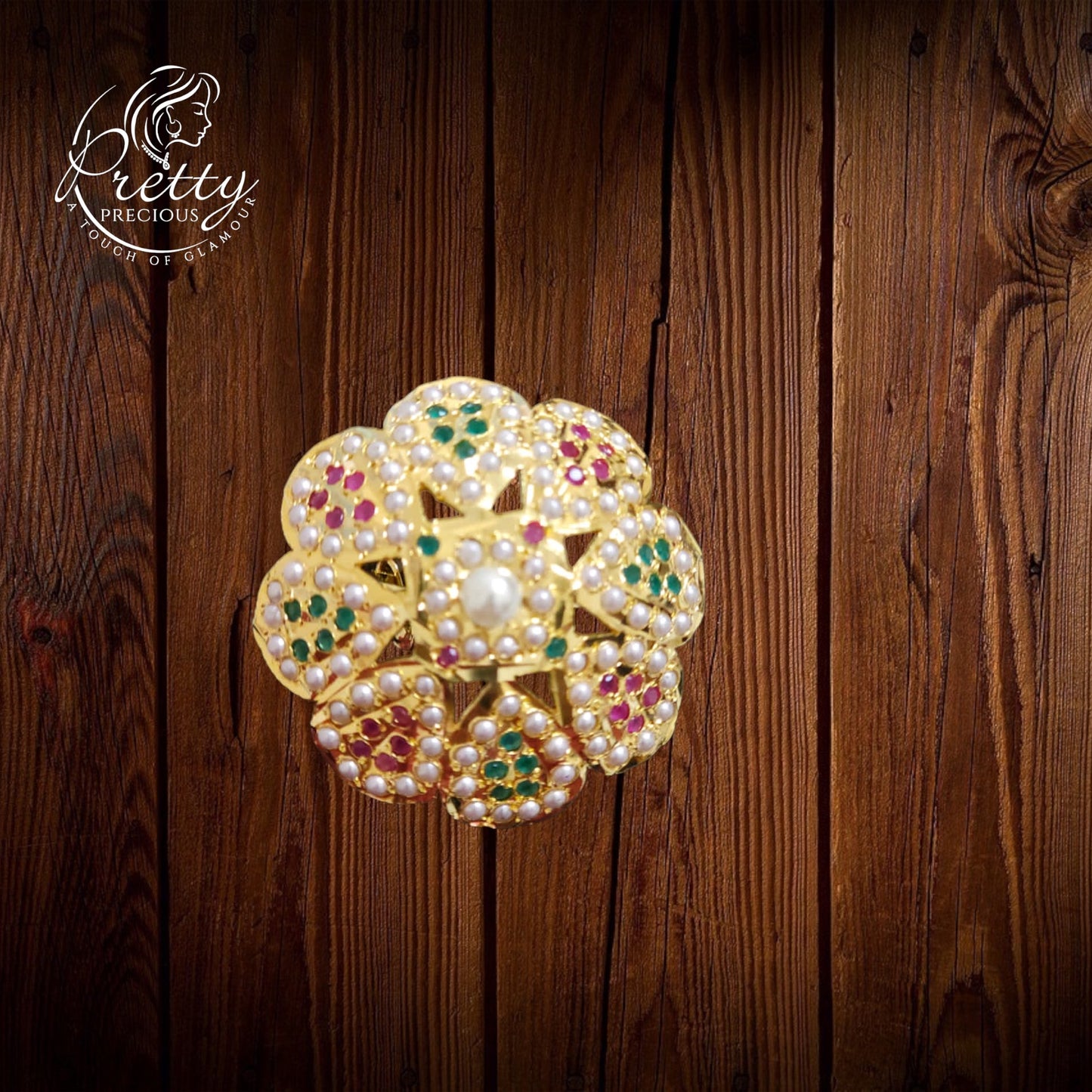 MJ-R-96009-Jadau Ring 1 gm 24K Gold Plating